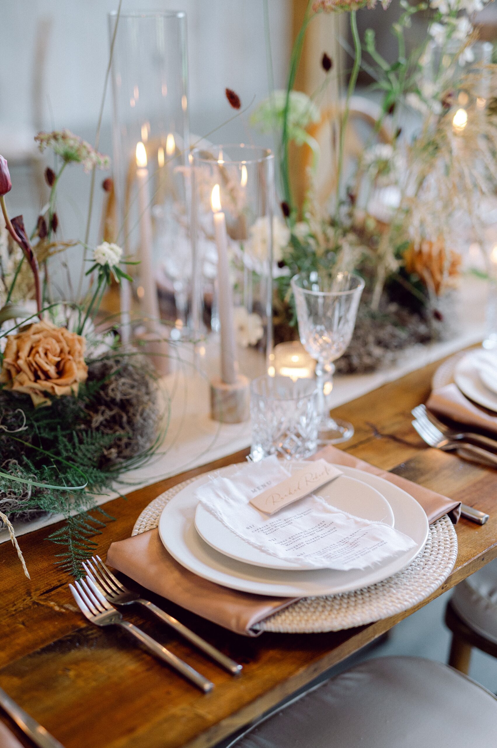 Elegant tablescape with fabric menus 