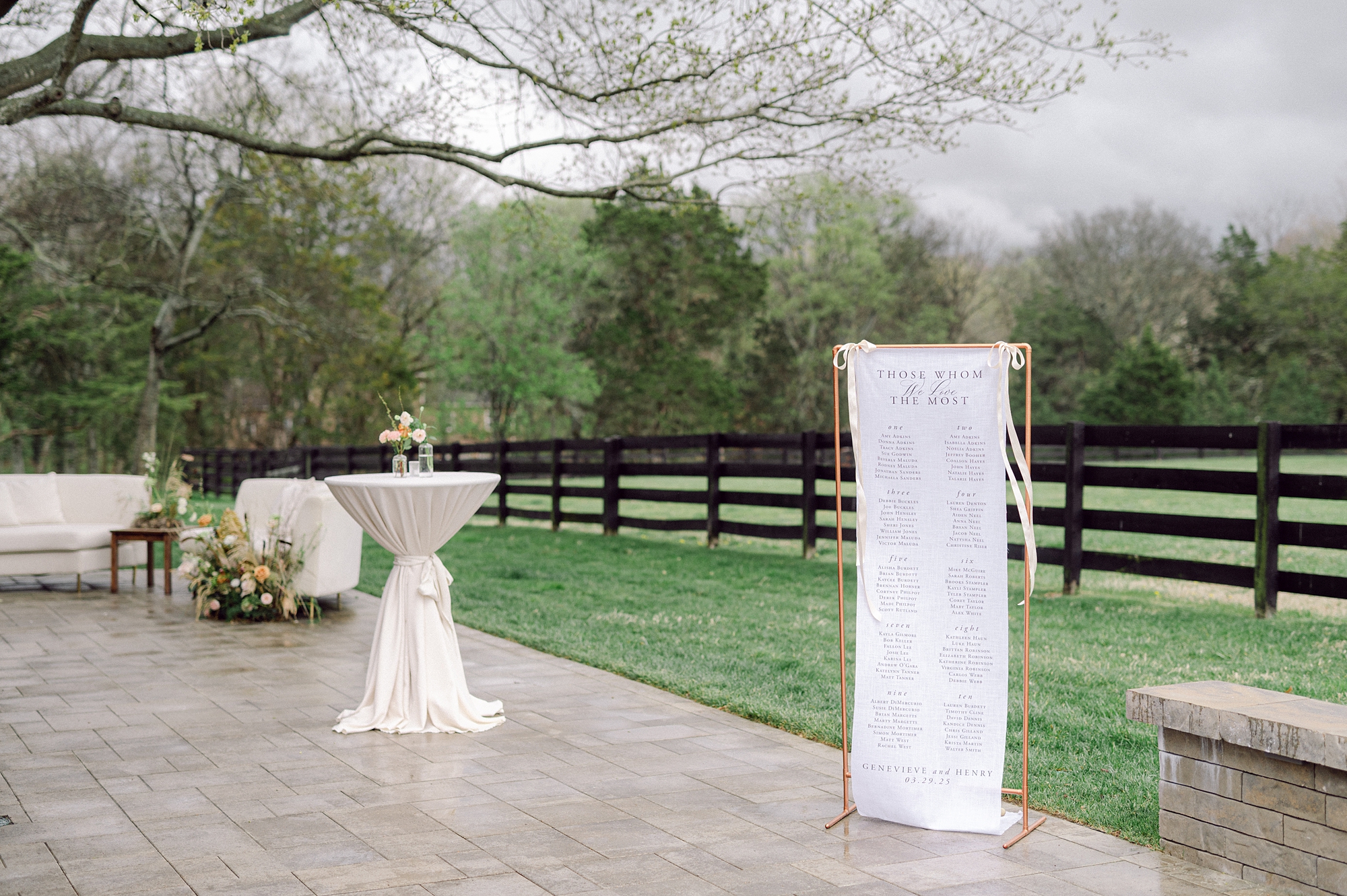 Cedarmont Farm Textured wedding details | Fabric seating chart 
