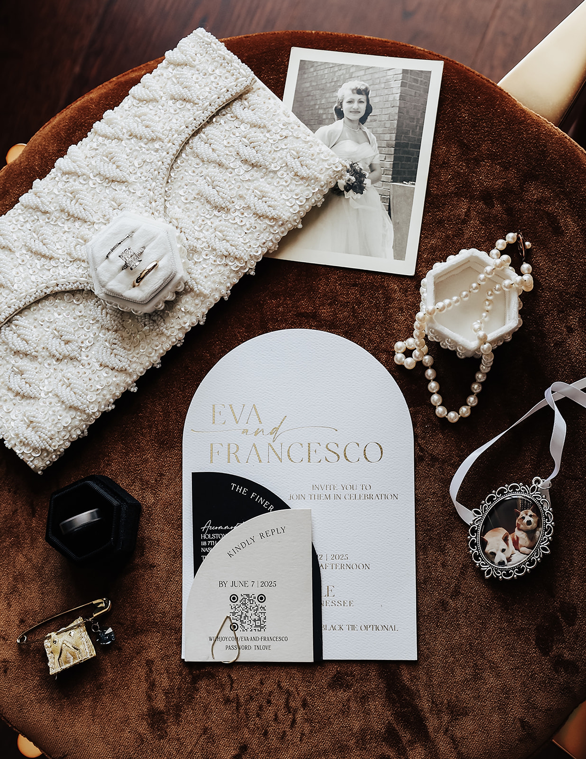 Elegant wedding invitations for Saint Elle wedding in Nashville