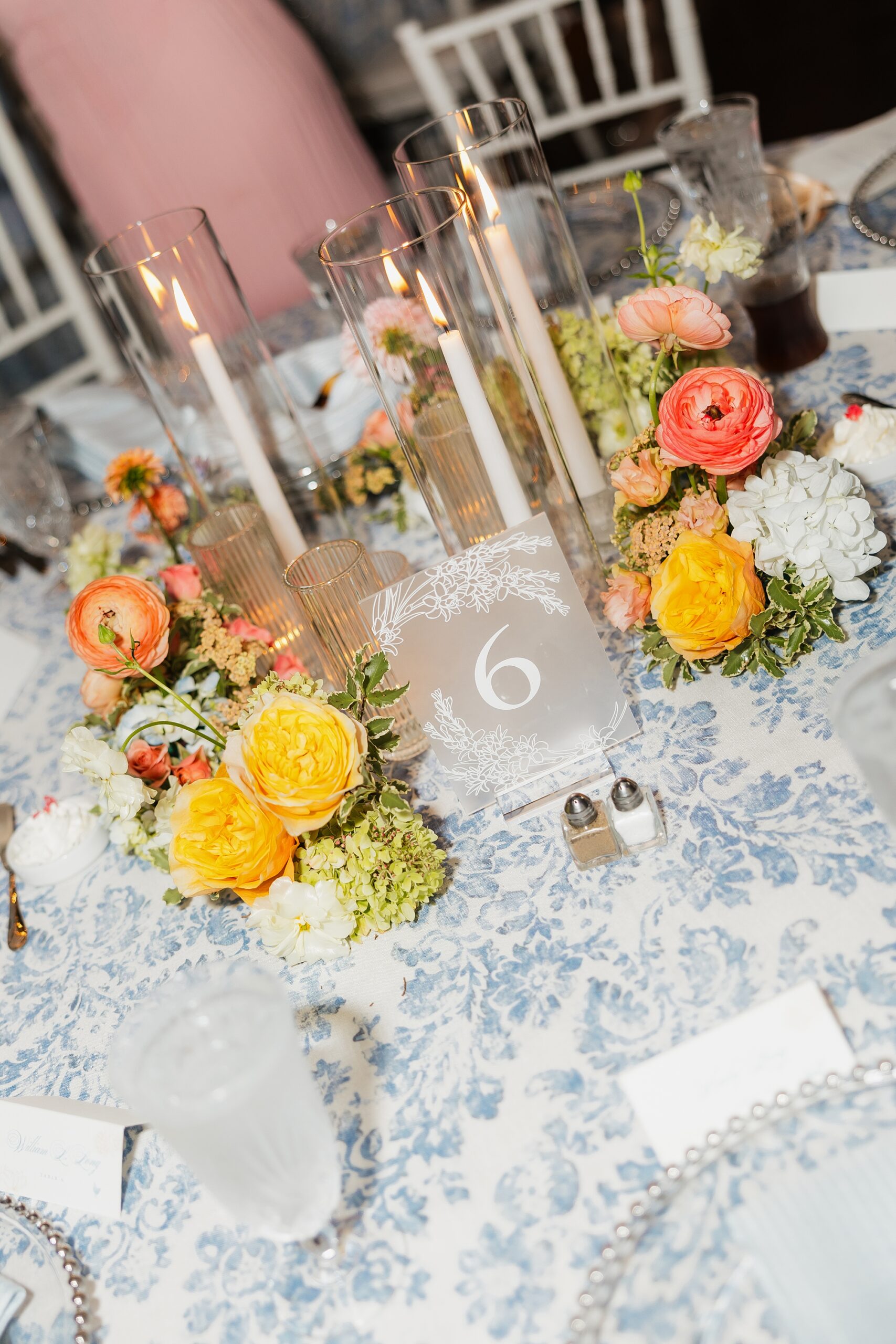 elegant tablescape at spring wedding 