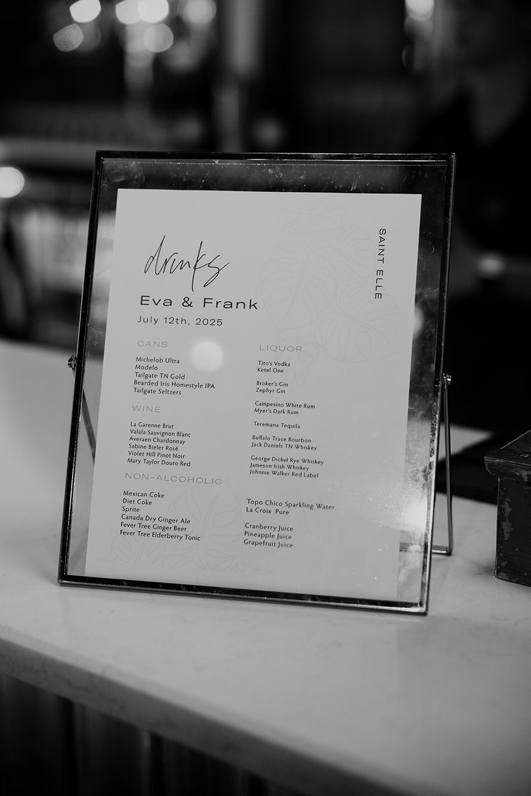 bar signage by Nashville wedding design house 