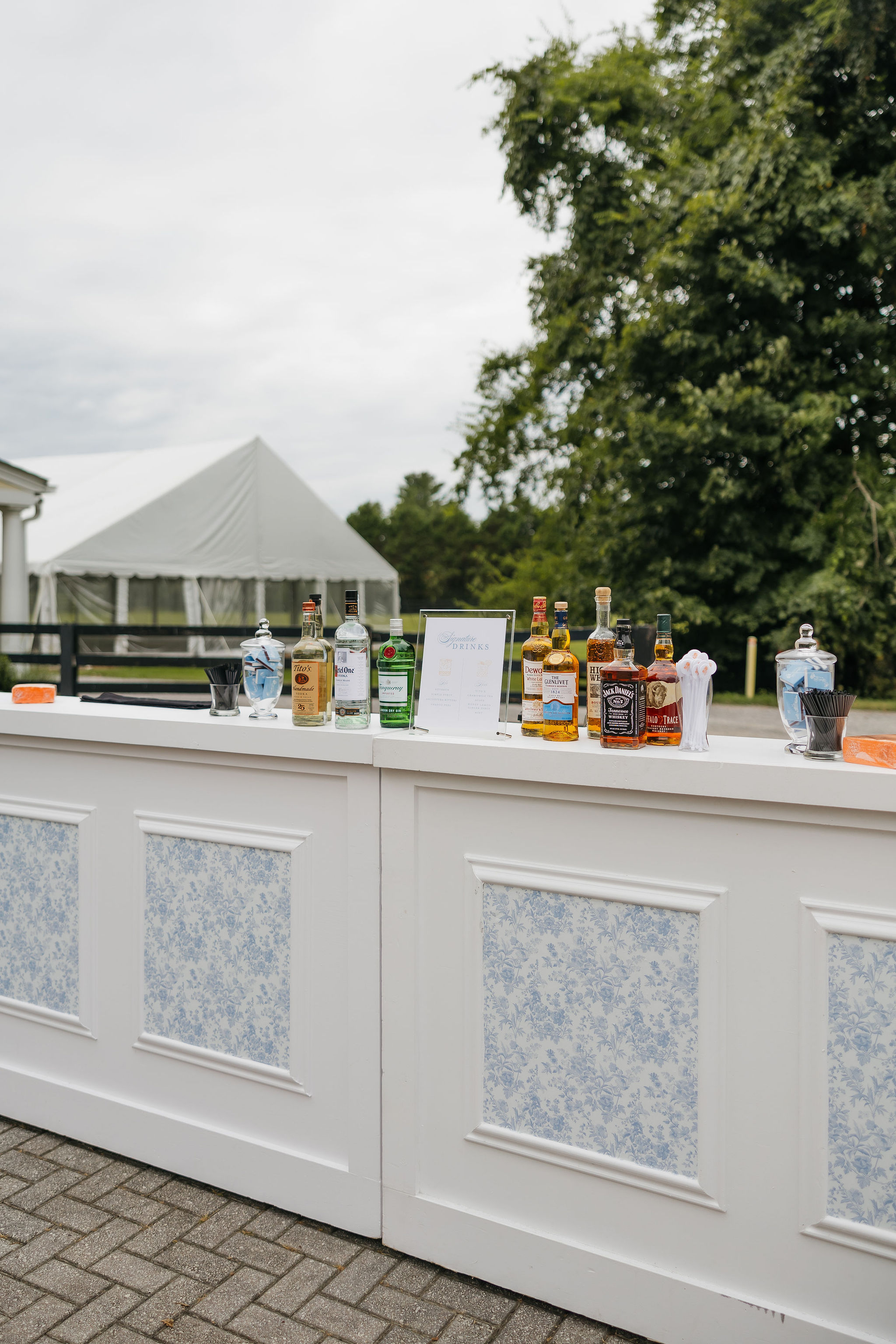 light blue patterned bar inserts 