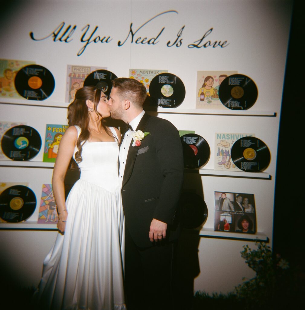 music inspired wedding details using vinyl records for Nashville wedding at The Cordelle