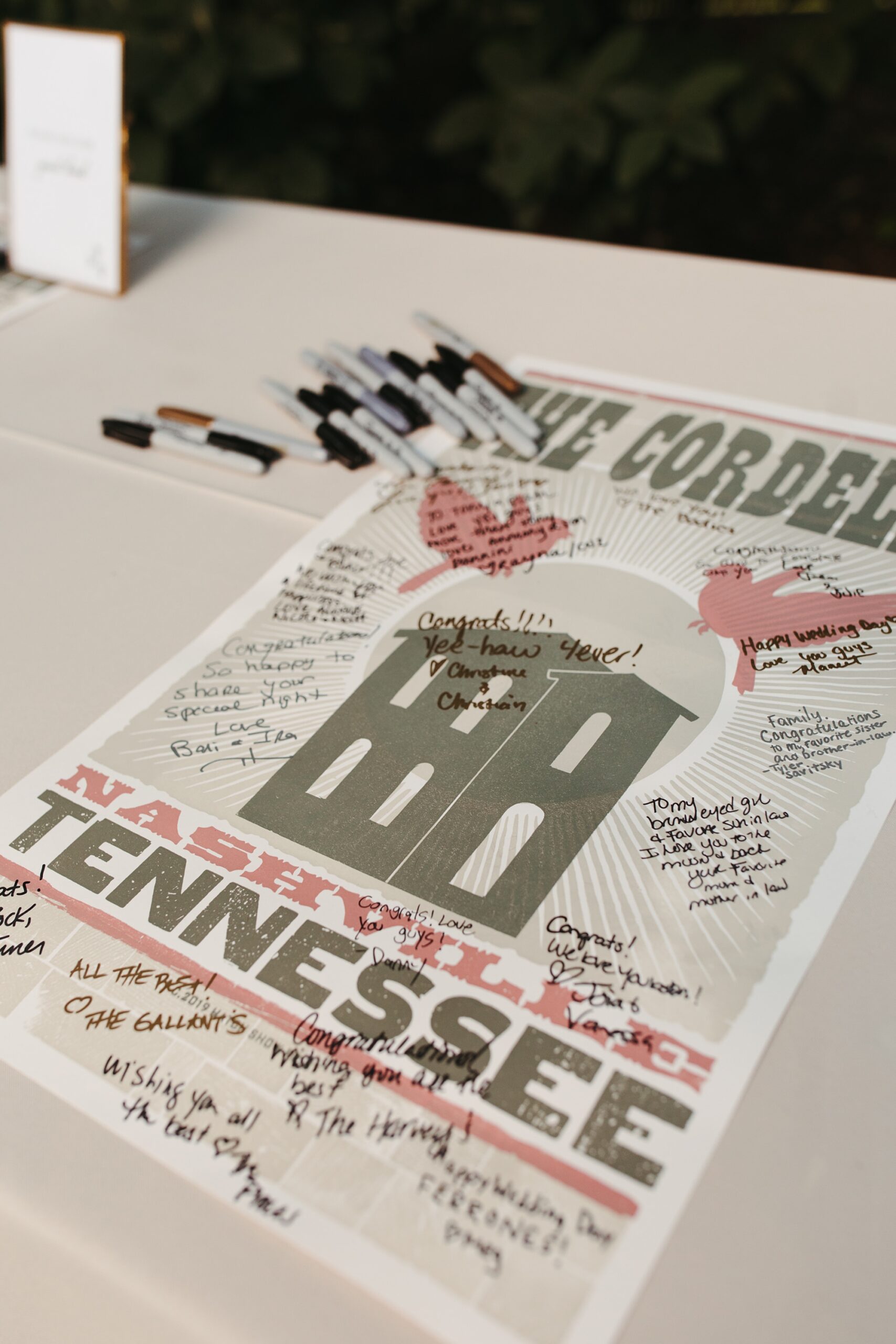 hatch print–inspired poster for the wedding guestbook