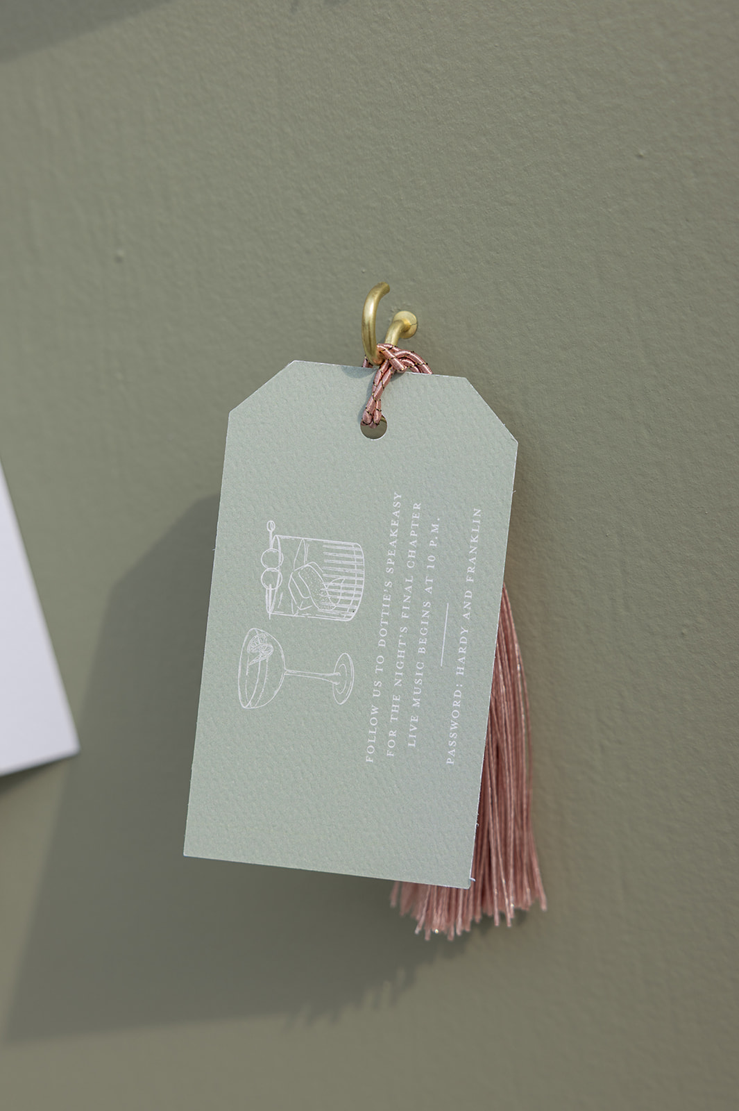 custom tags for seating chart that give guests table assignment and invite them to private afterparty 