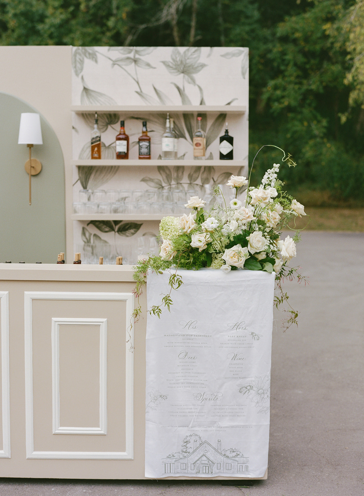 fabric bar sign created by Nashville wedding design house