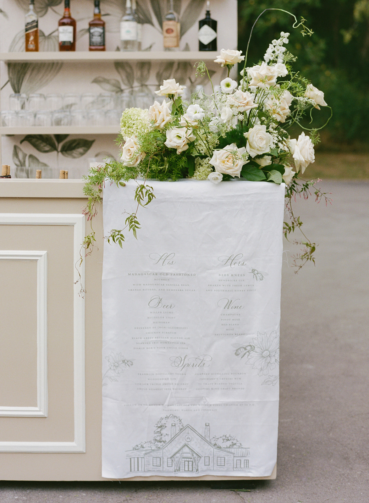 fabric bar sign on outdoor bar