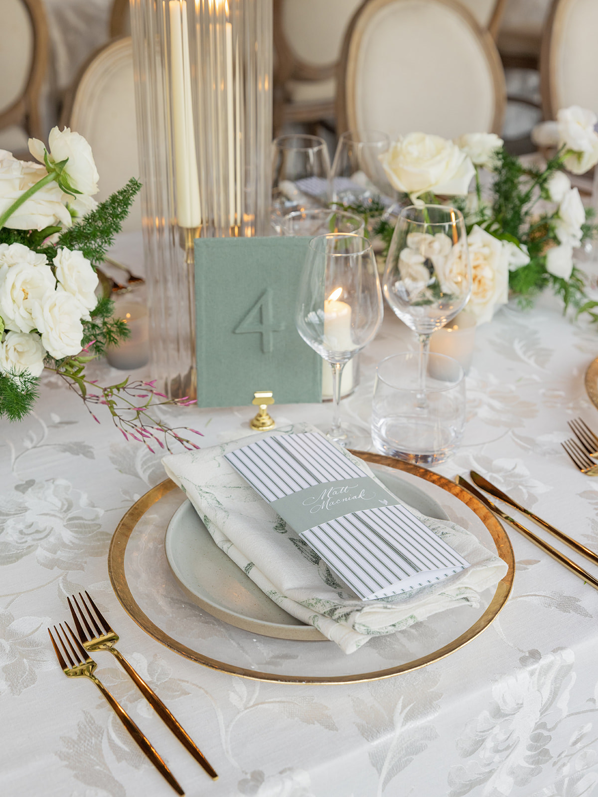 fabric table numbers on elegant tablescape