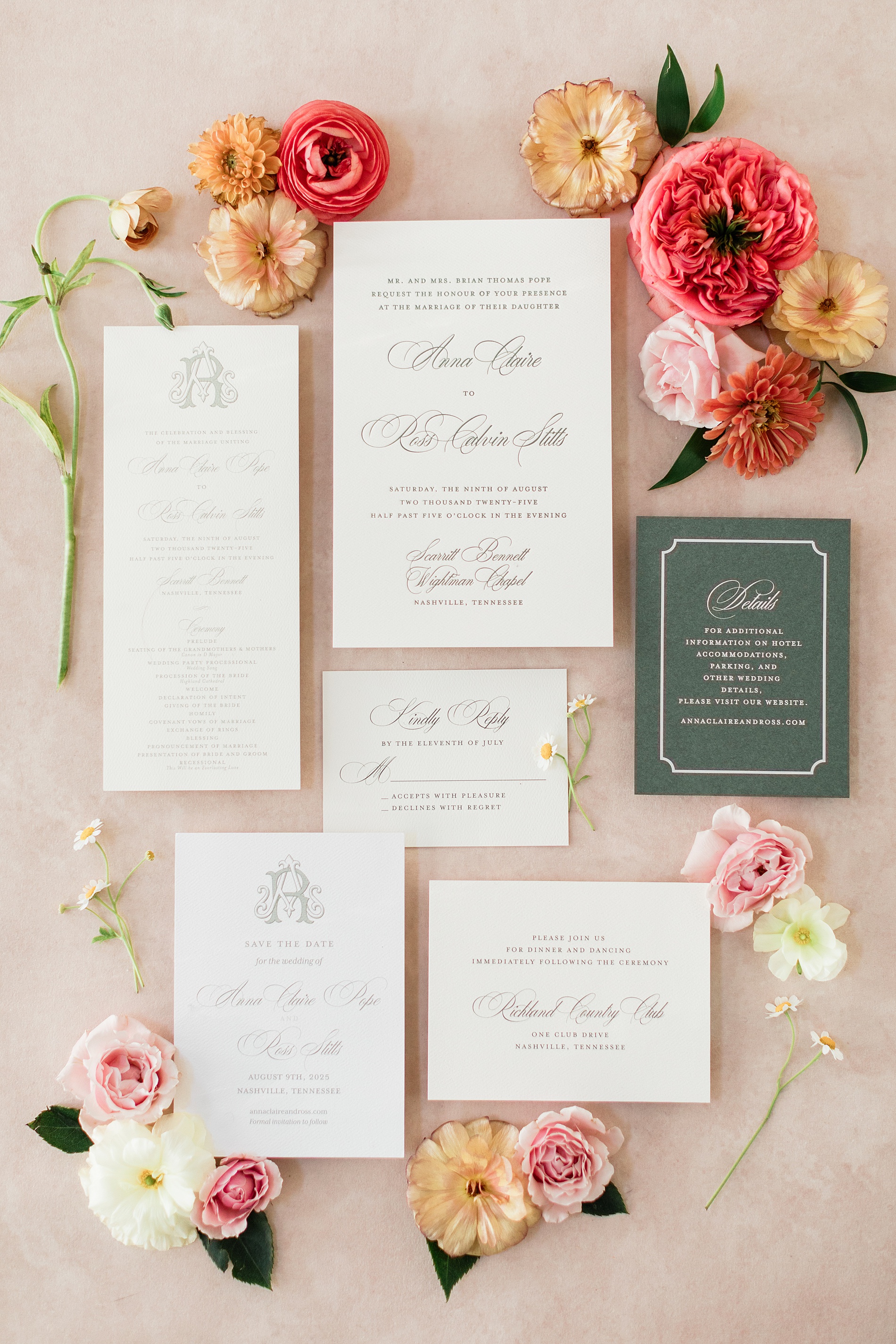 custom wedding invitations from elegant Nashville wedding