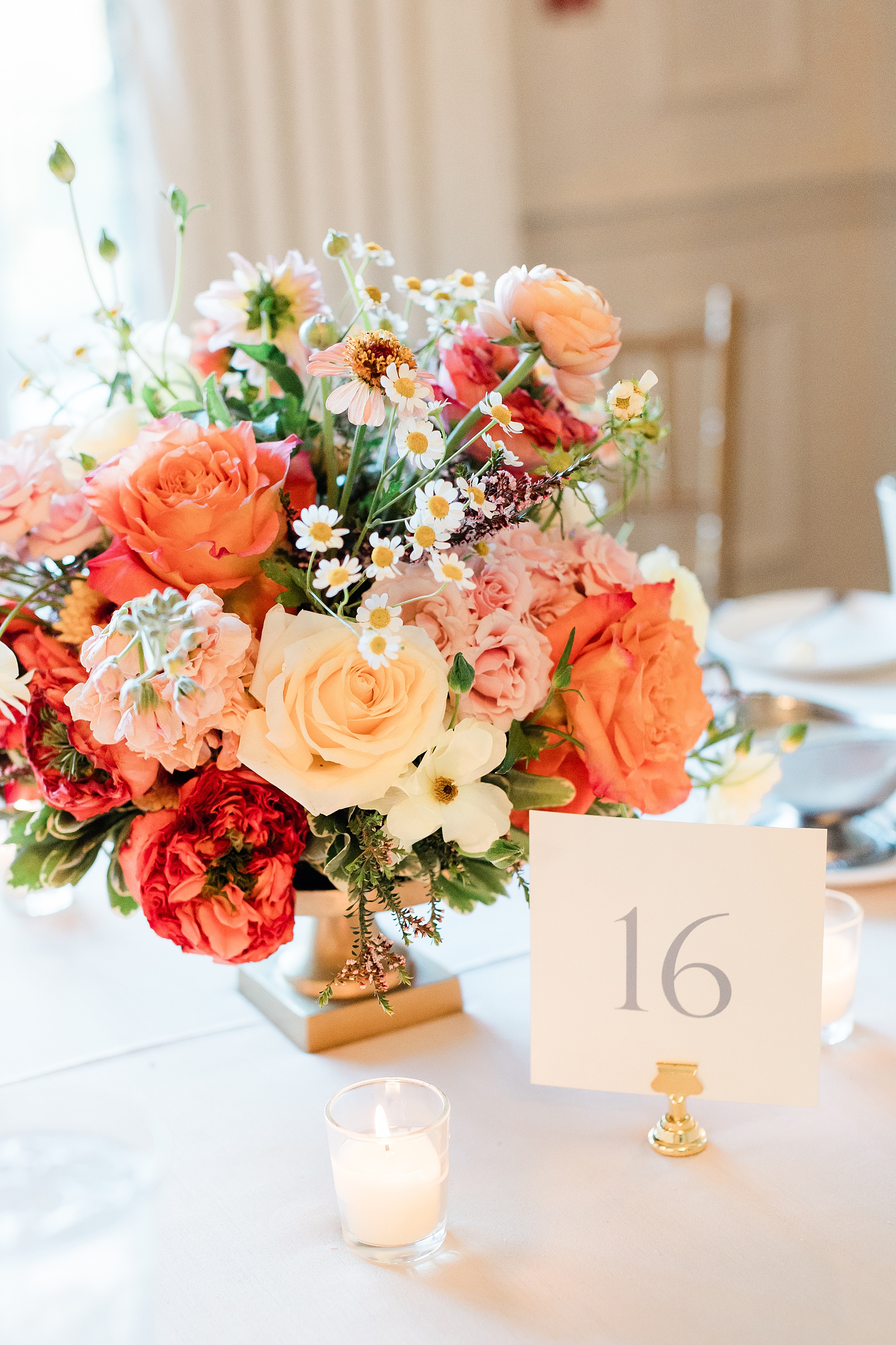 classic table numbers on white paper with numbers in light blue