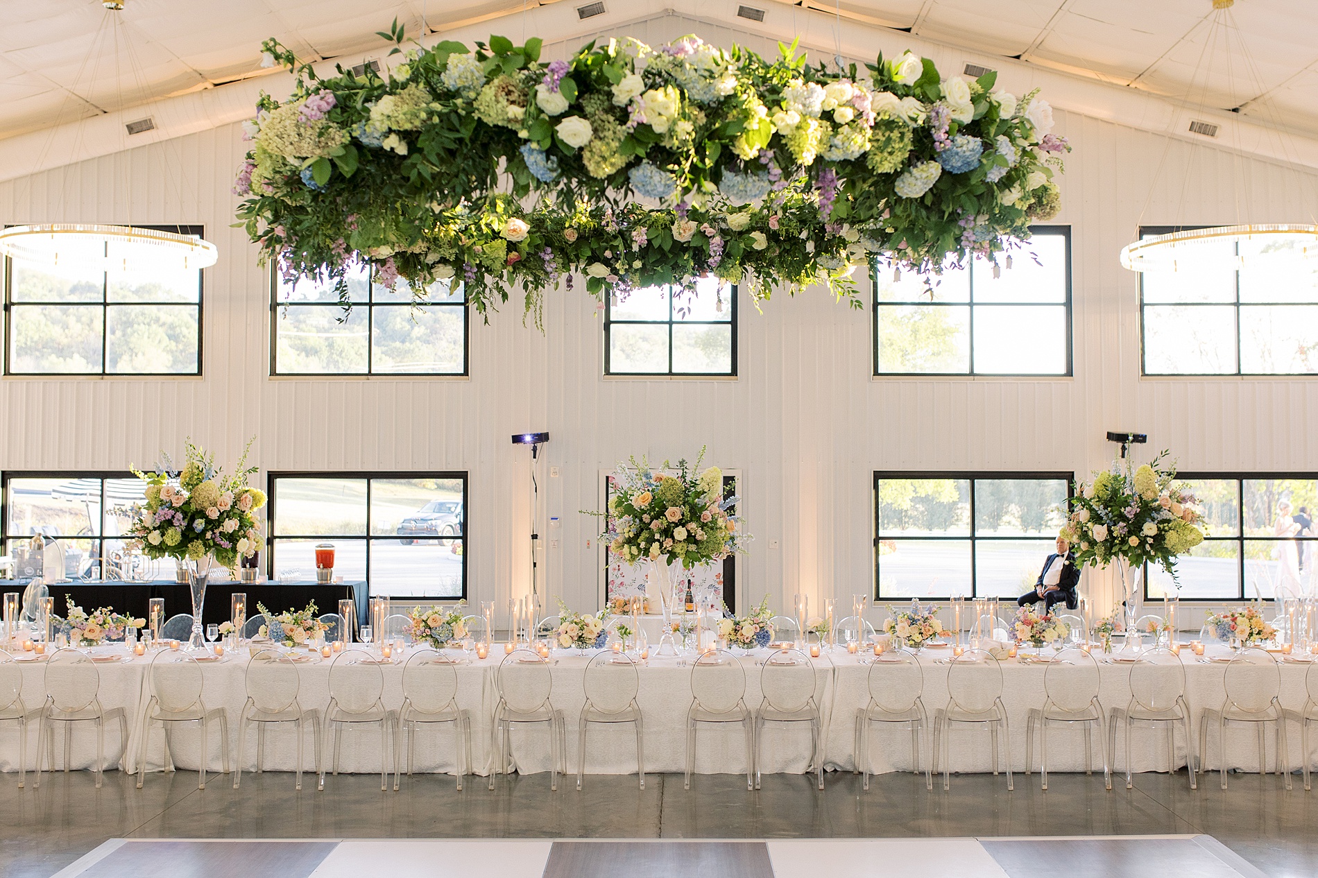 Elegant reception with soft florals and elevated design at Diamond Creek Farms