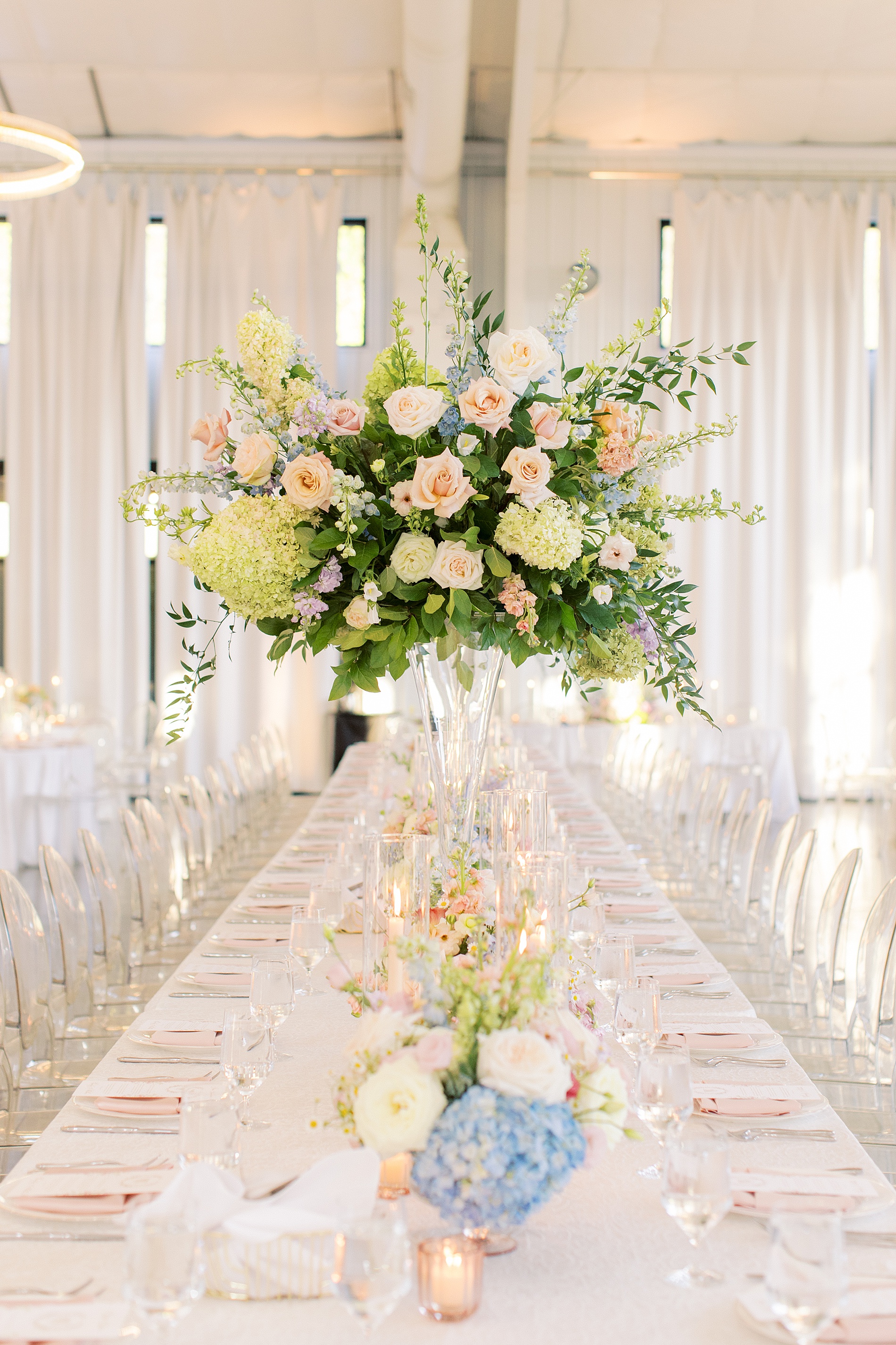 elegant tablescapes with soft florals 