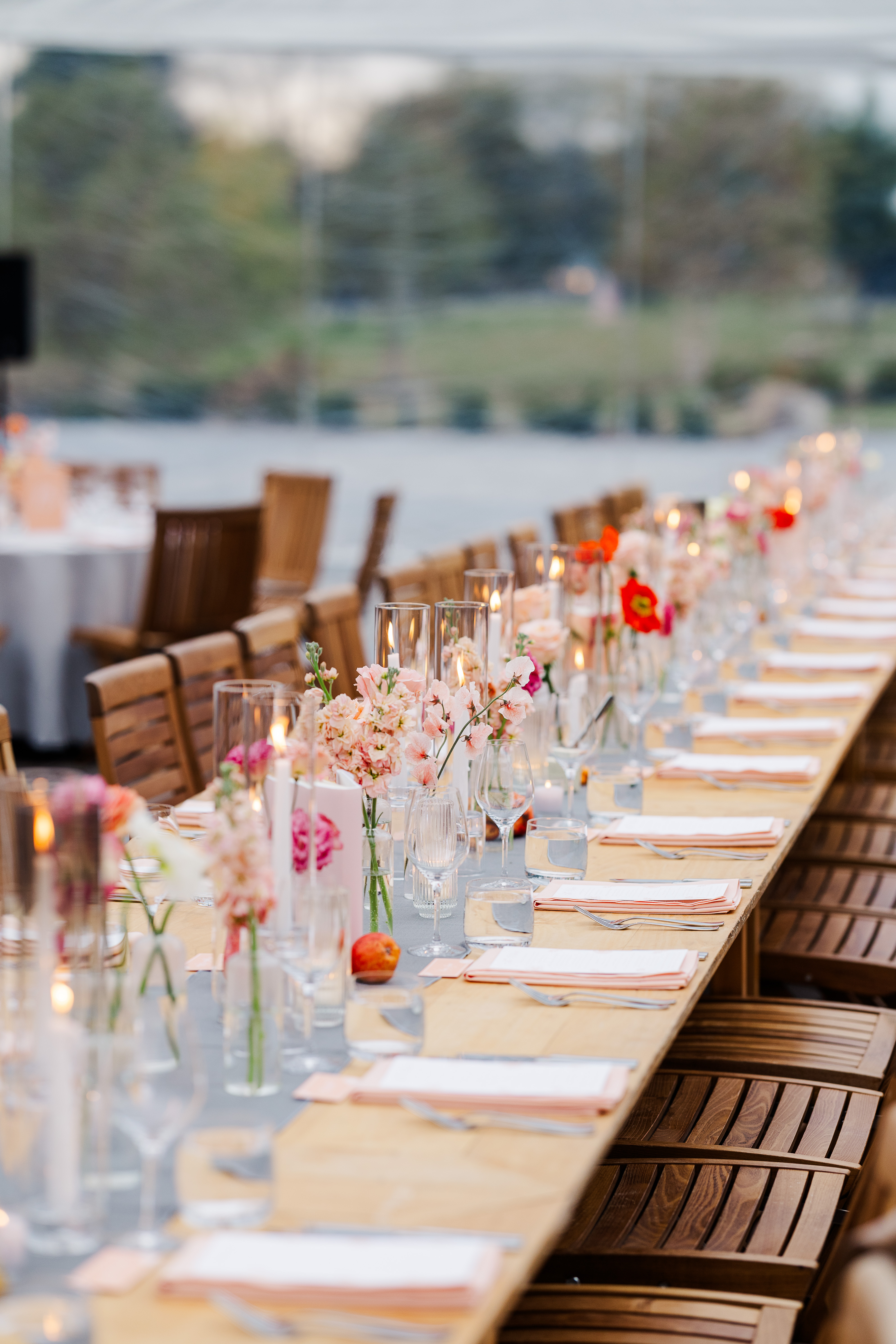 elegant tablescape at wedding reception at Southall Farm & Inn