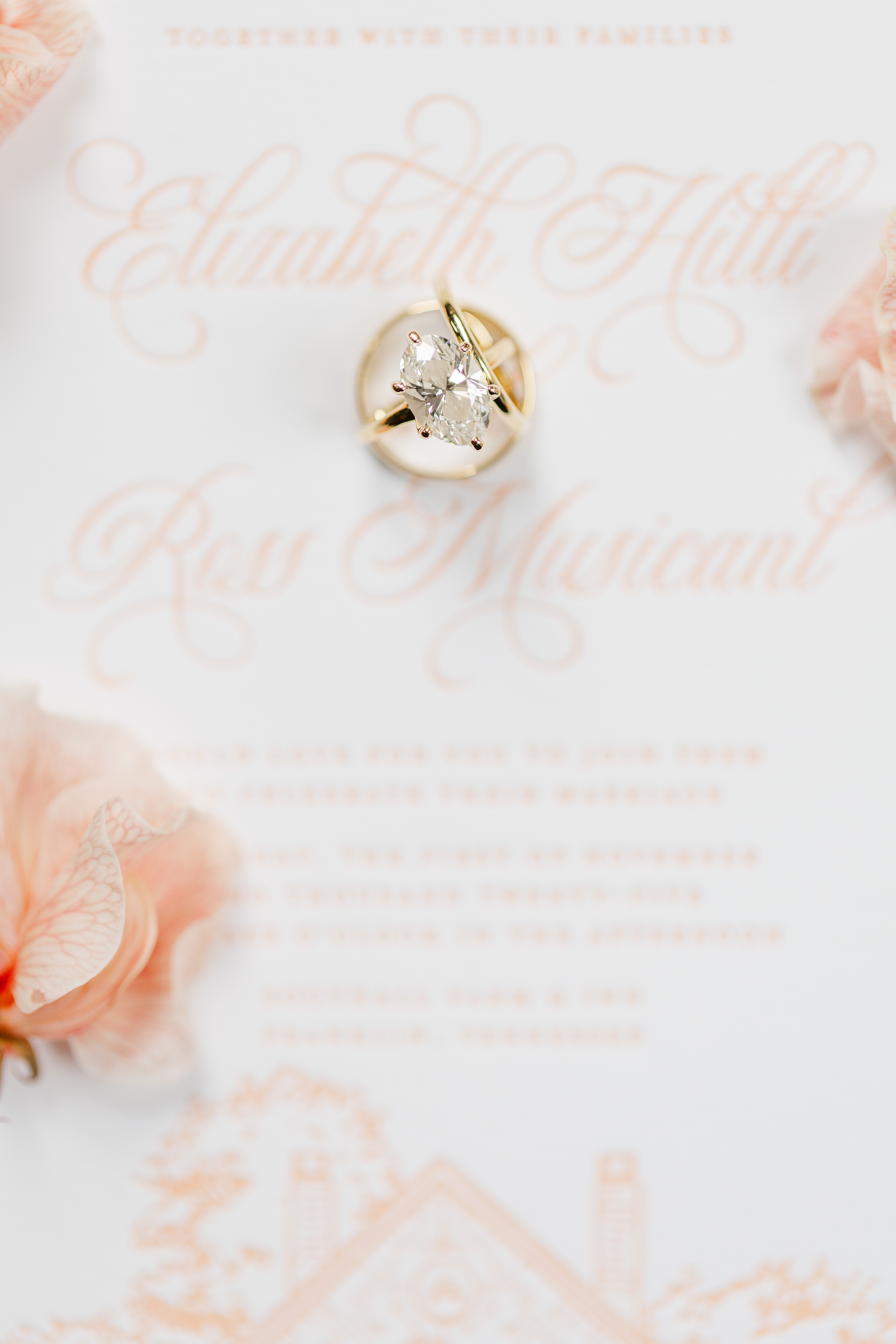 wedding rings on invitation 