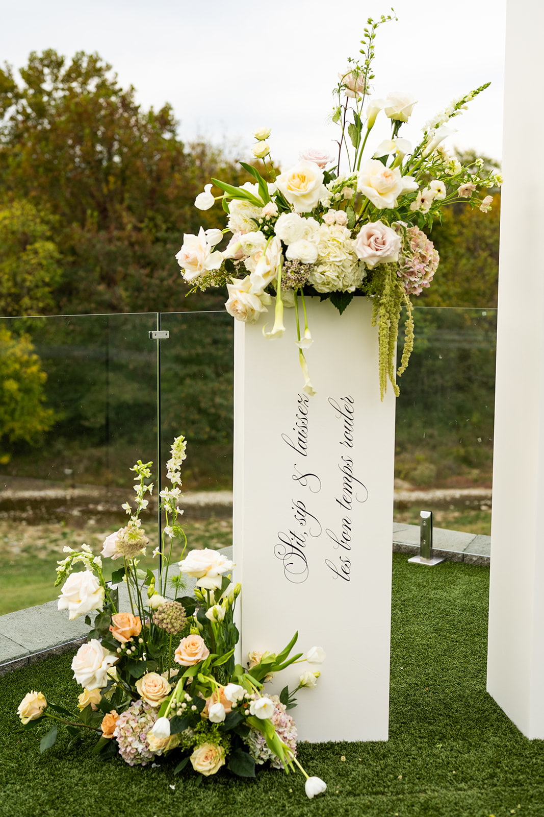 side of seating chart column in black calligraphy 
