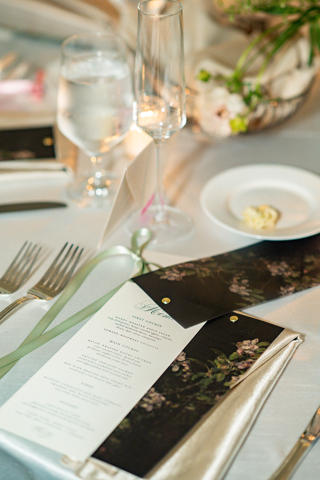 custom menus with vellum overlay by Nashville wedding design house, White Ink