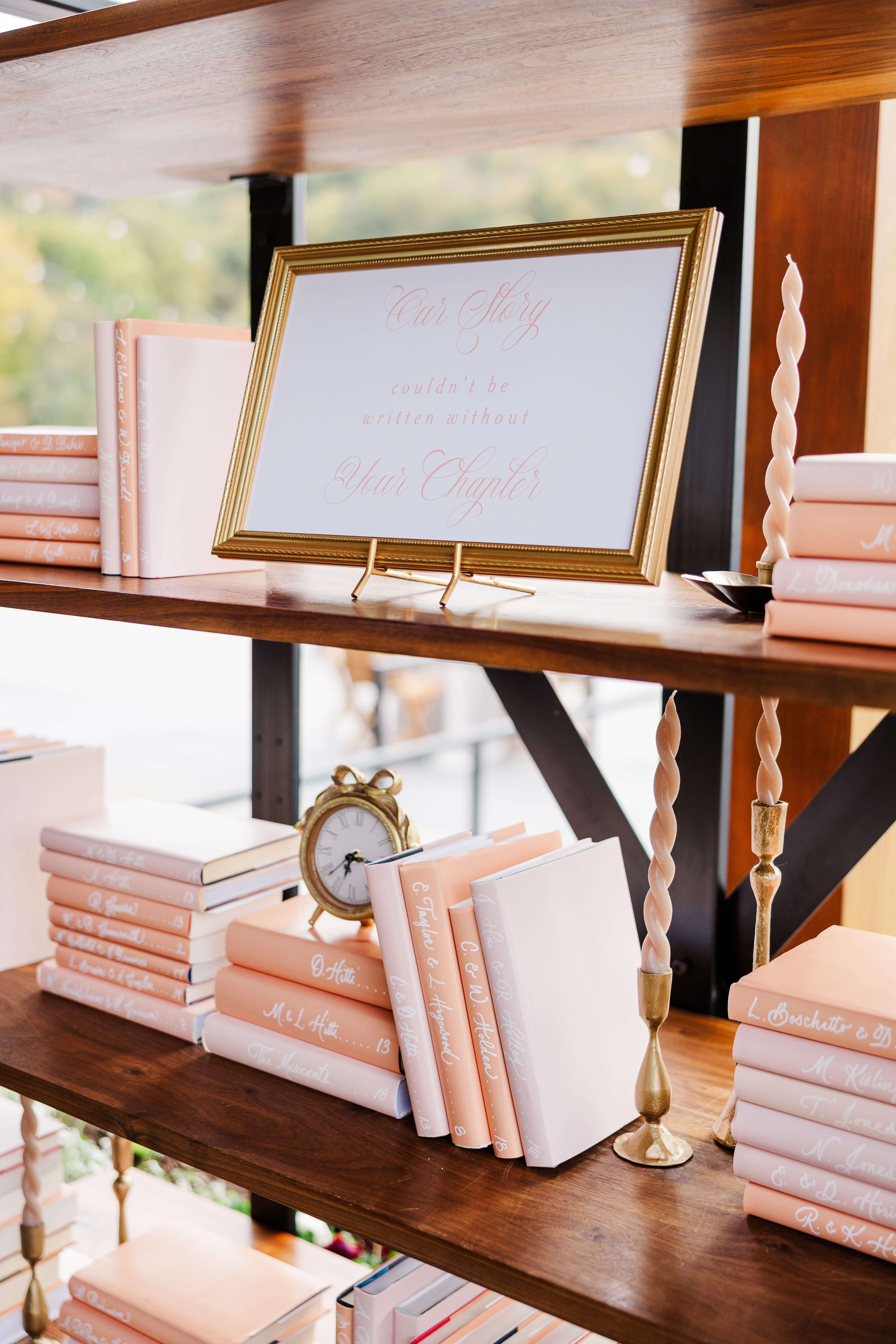 Book-Inspired Wedding seating chart at Southall Farm & Inn