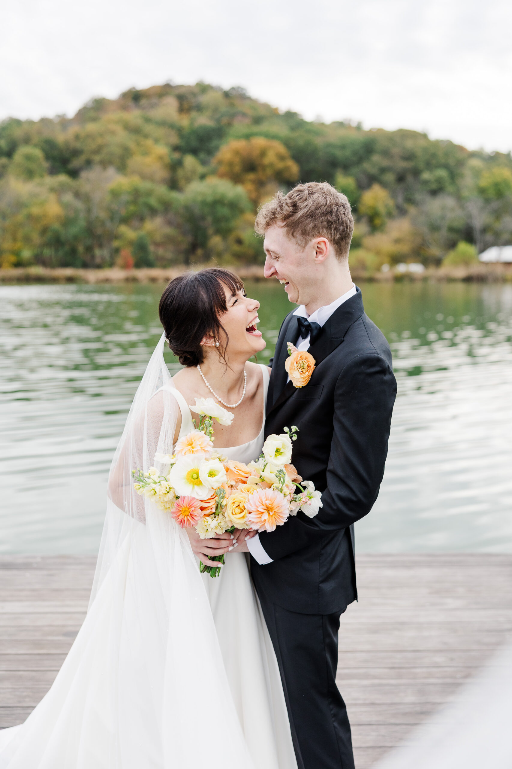 candid wedding photos of bride and groom from Book-Inspired Wedding Details at Southall Farm & Inn