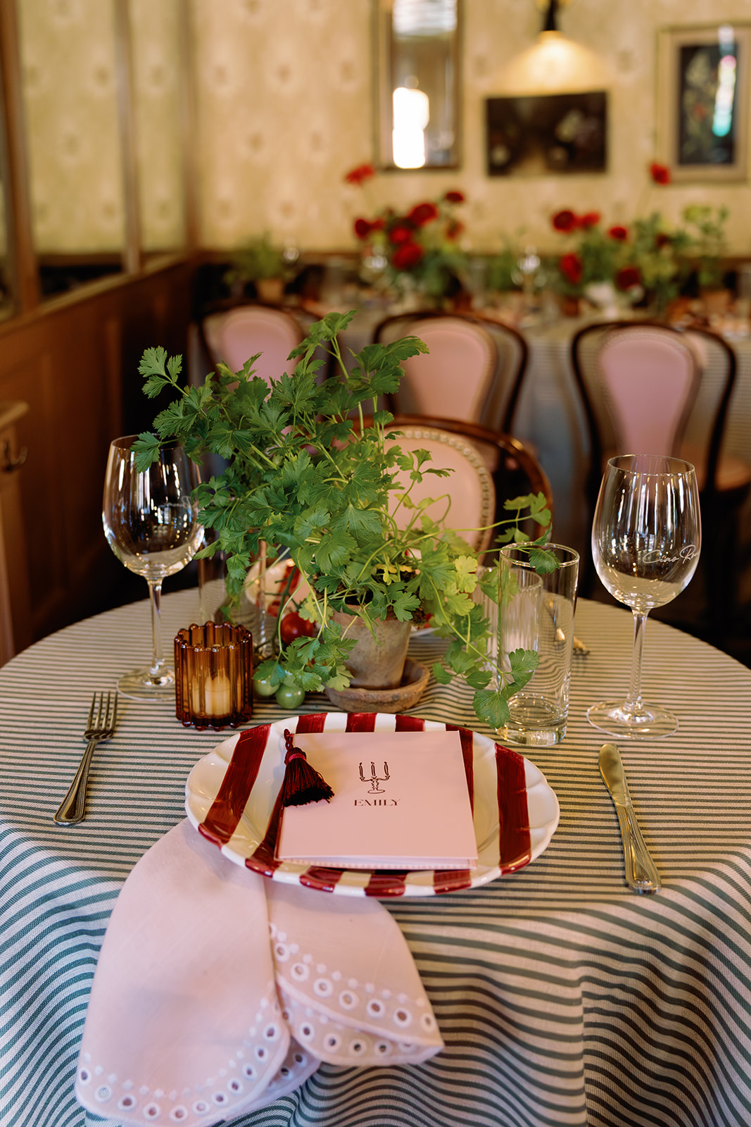 custom menus that open like a book from rehearsal dinner