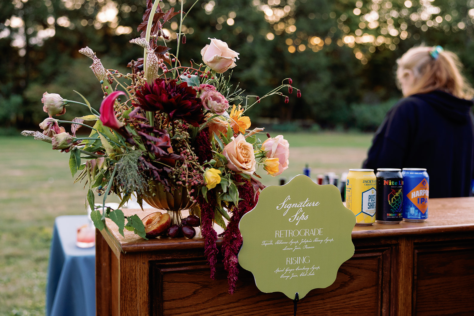 die cut bar sign with tassel from Elegant Eustis Estate Wedding with Playful, Personal Details