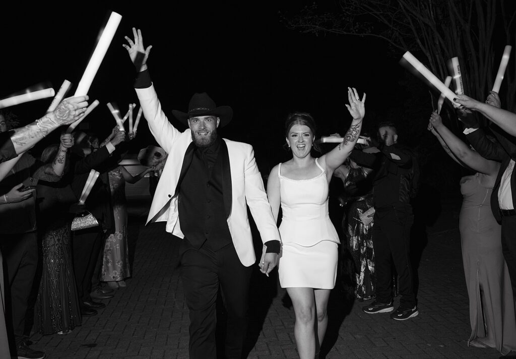 bride and groom wedding exit 