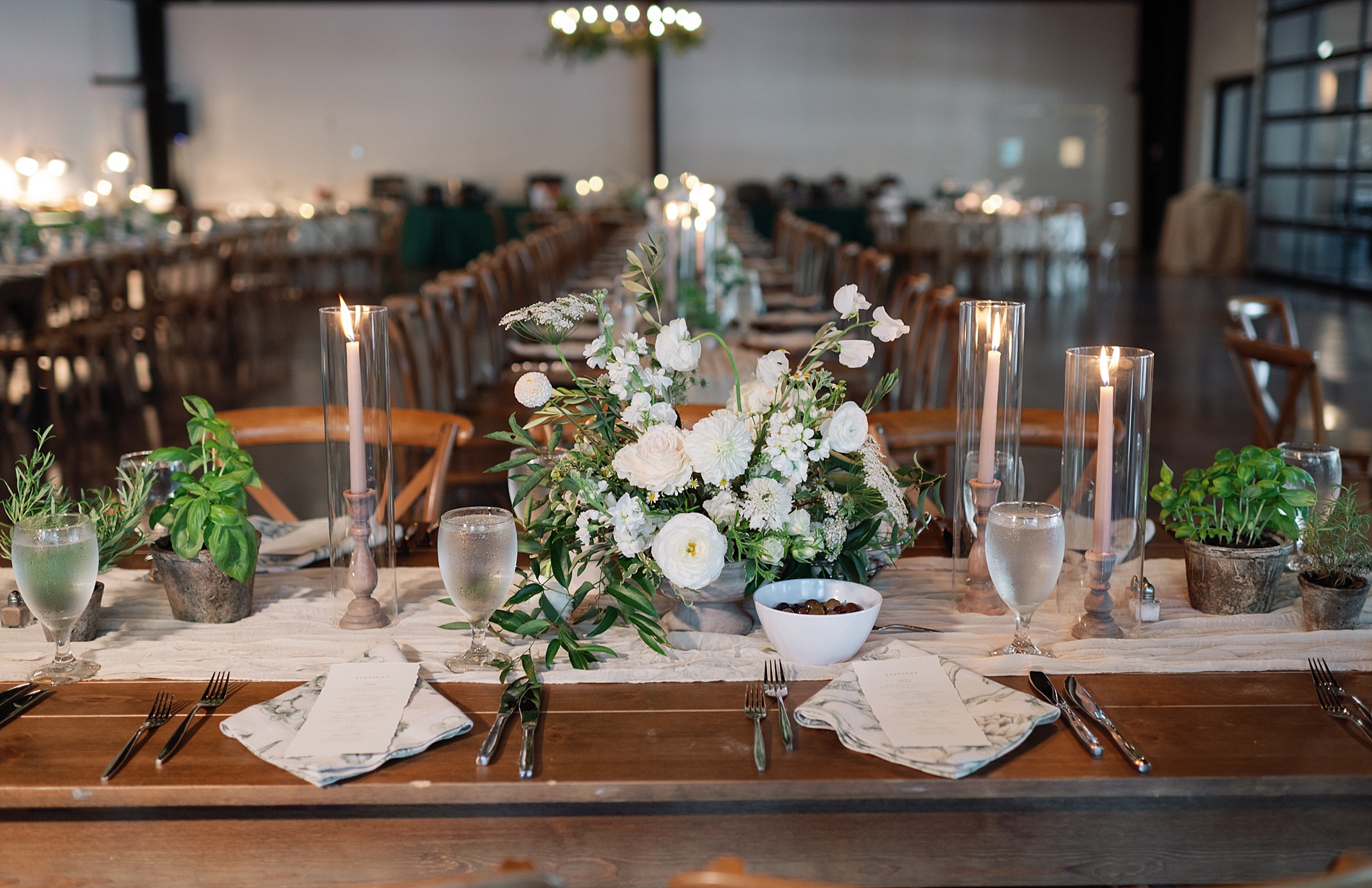 Elegant tablescape from Italian-Inspired Wedding at Cherokee Dock 