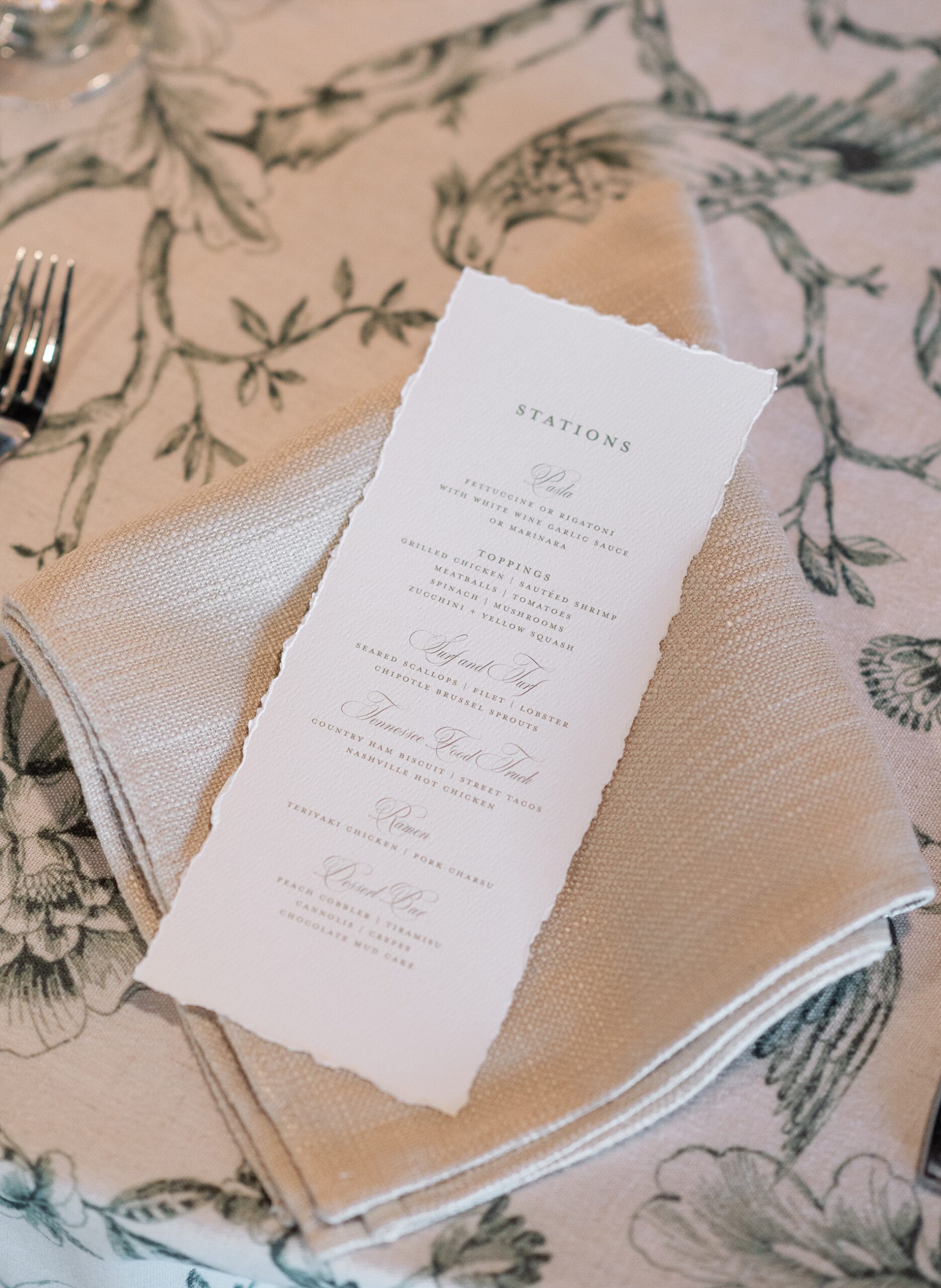 Timeless Italian-Inspired Wedding Details | hand deckled menus 