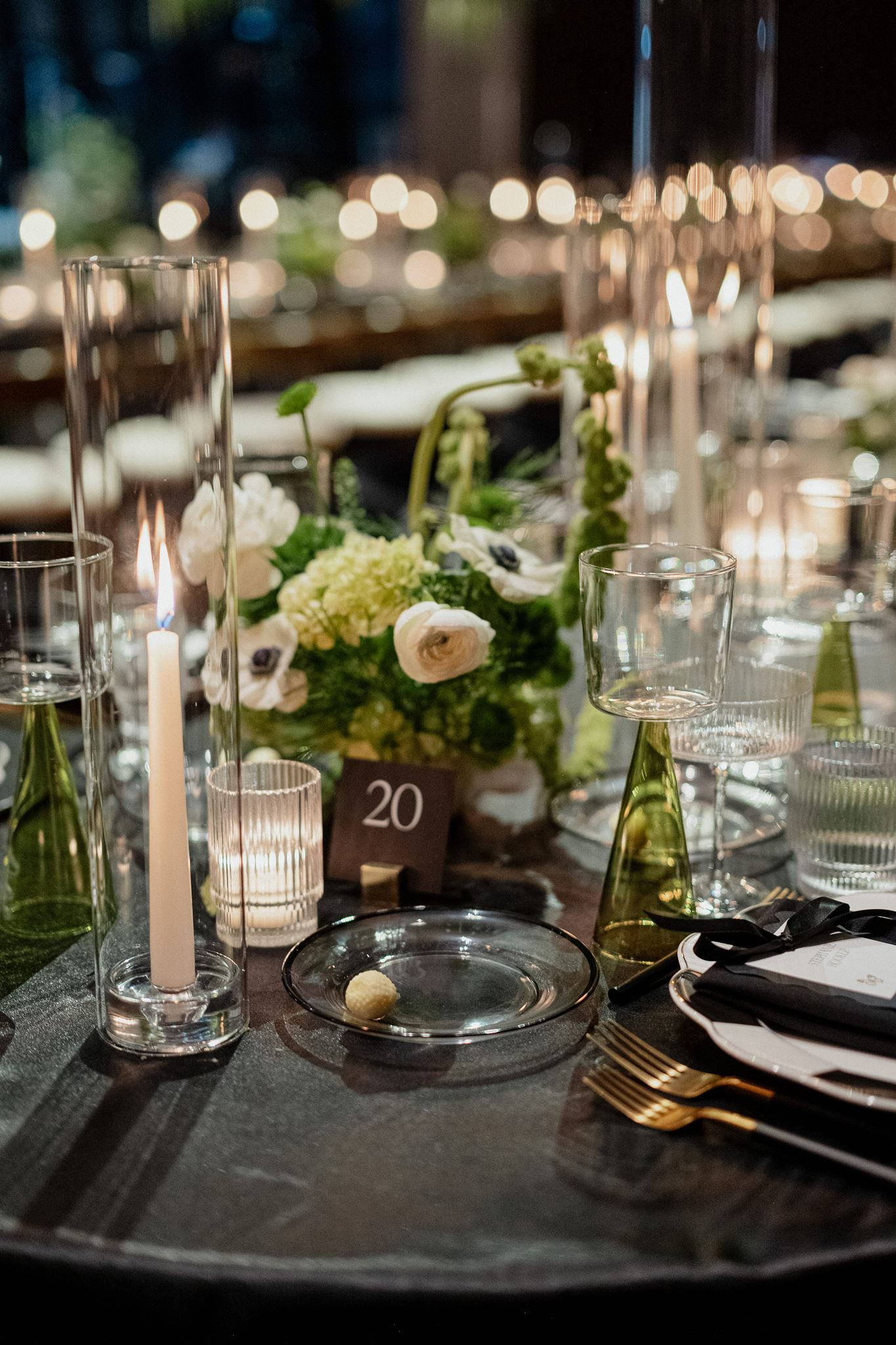 Black table numbers with white lettering 
