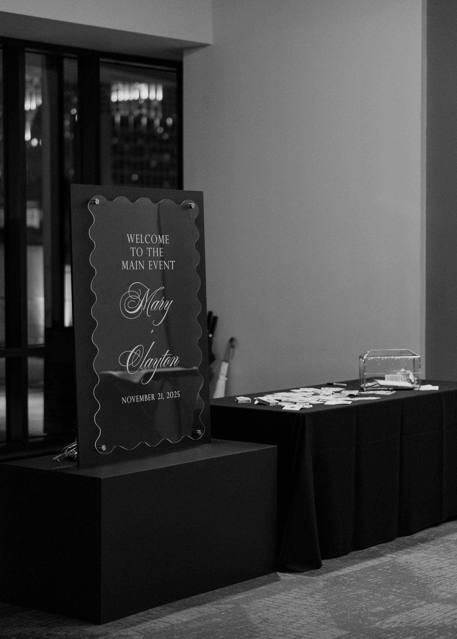 classic black and white wedding details at Country Music Hall of Fame 