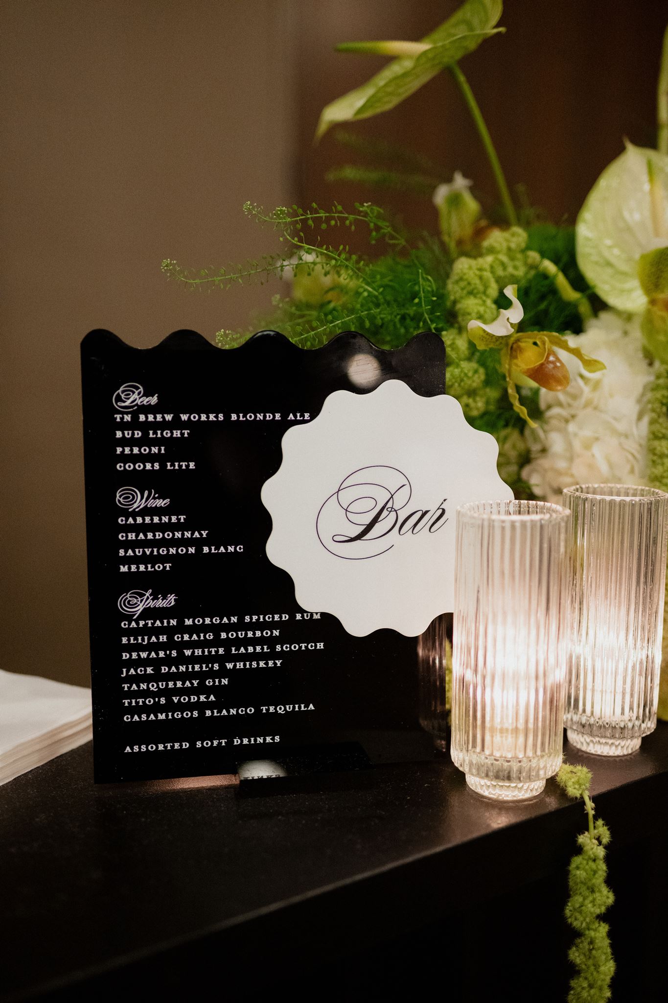 classic black and white wedding bar sign at Country Music Hall of Fame 