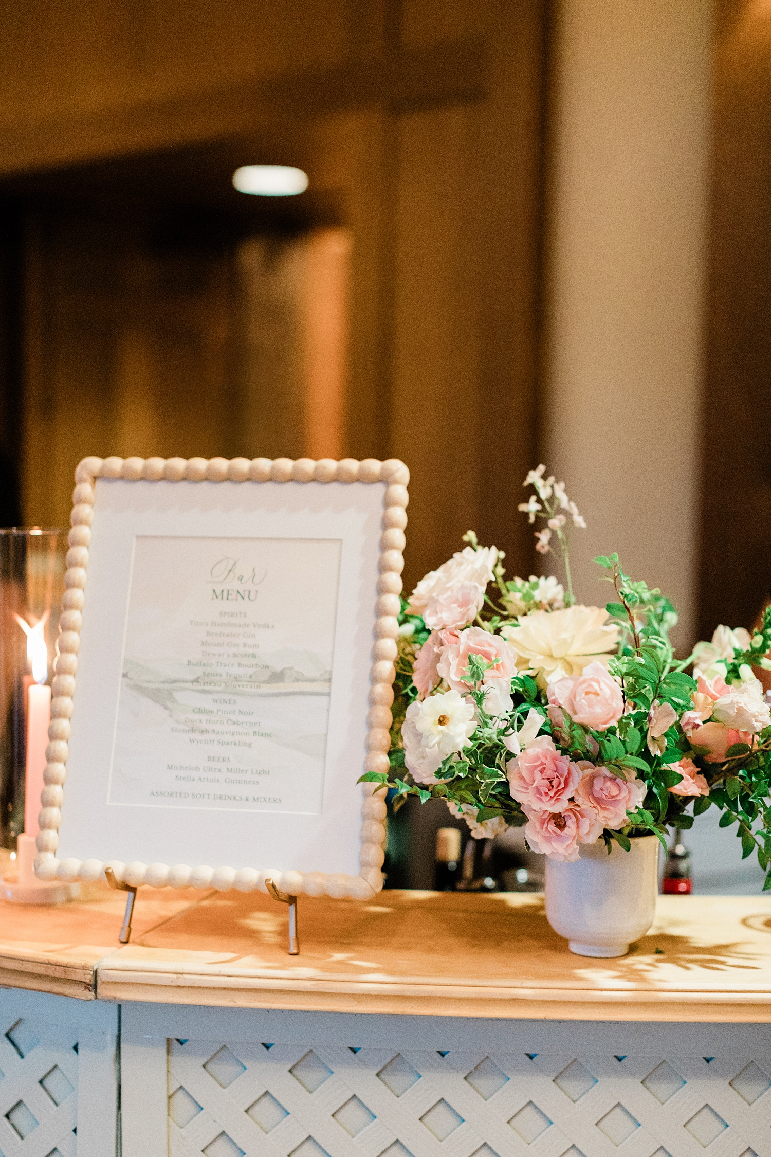 Custom Bar sign by White Ink Calligraphy from Spring Garden Wedding Details at The Sewanee Inn