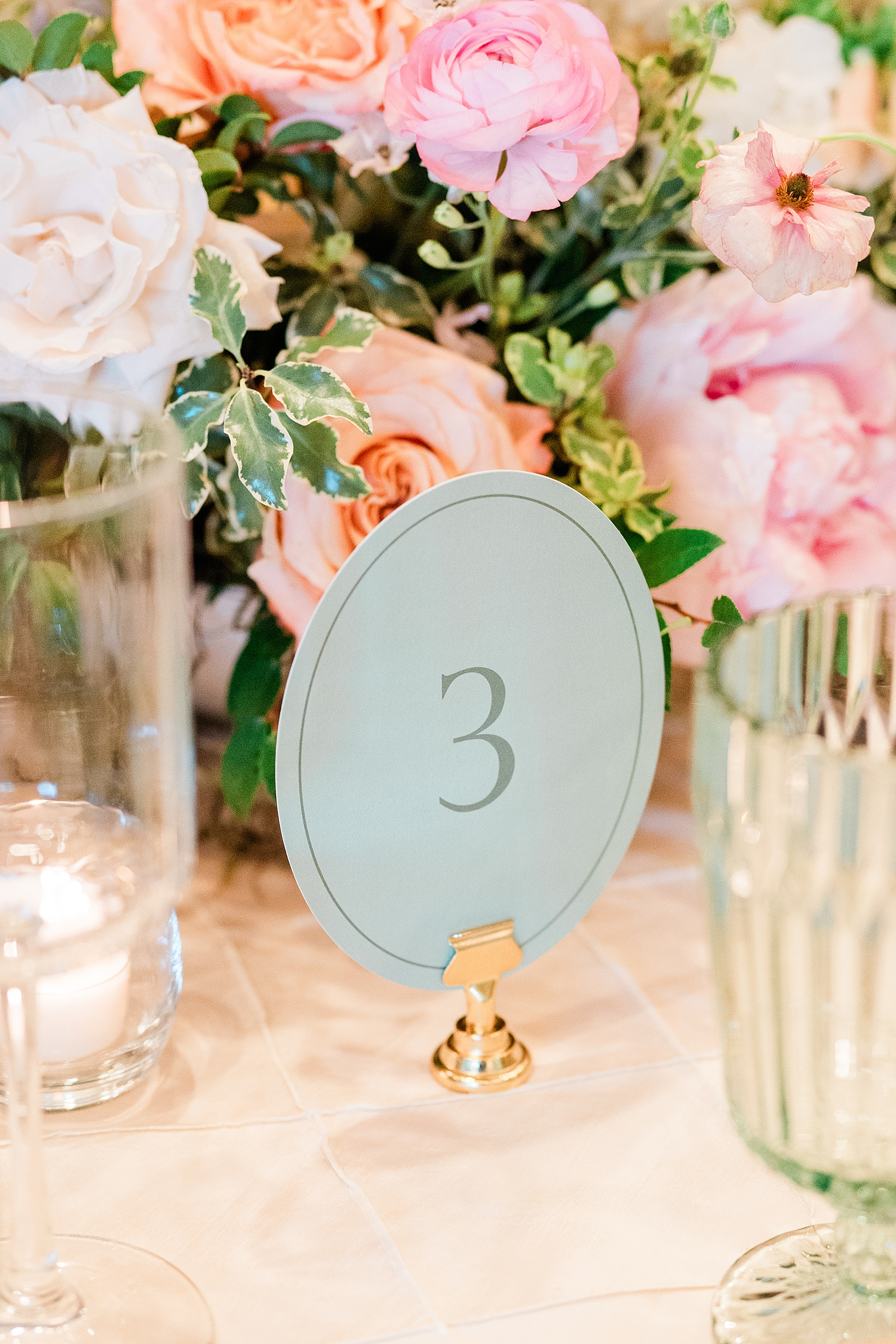 green table numbers with gold card holder