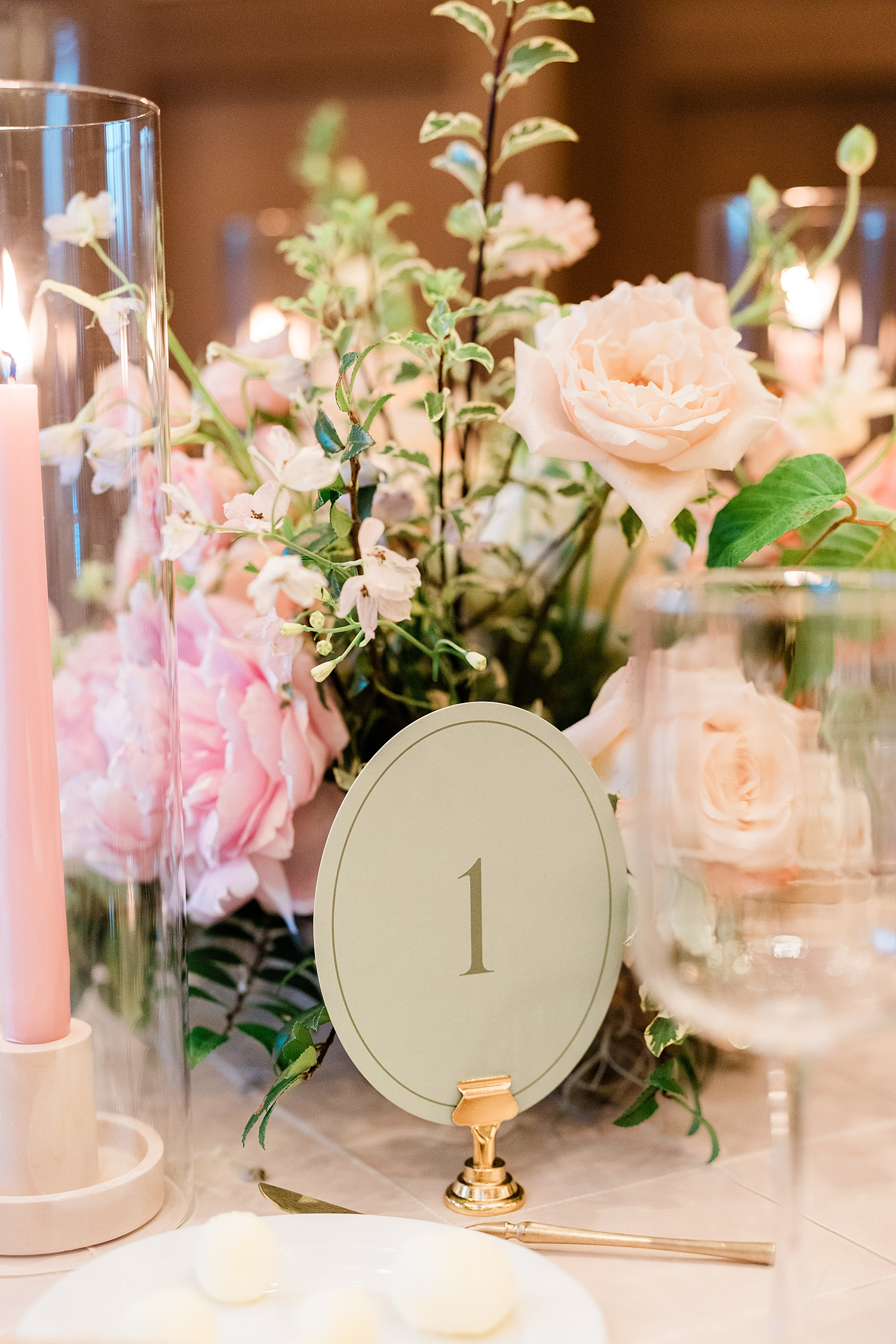 green table numbers with gold card holder