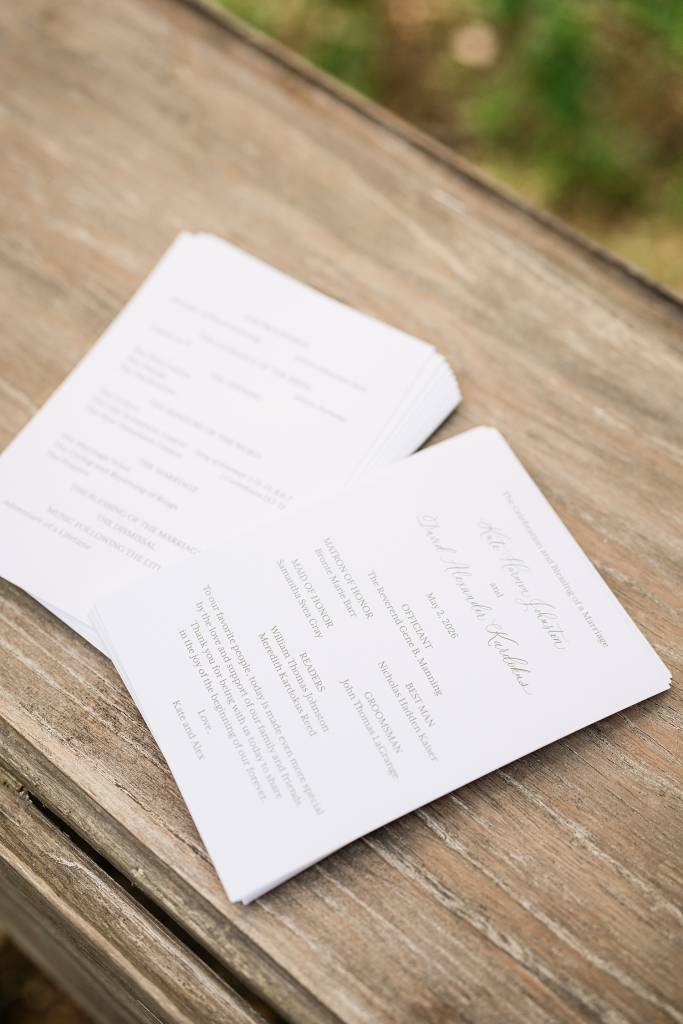 wedding programs by white ink