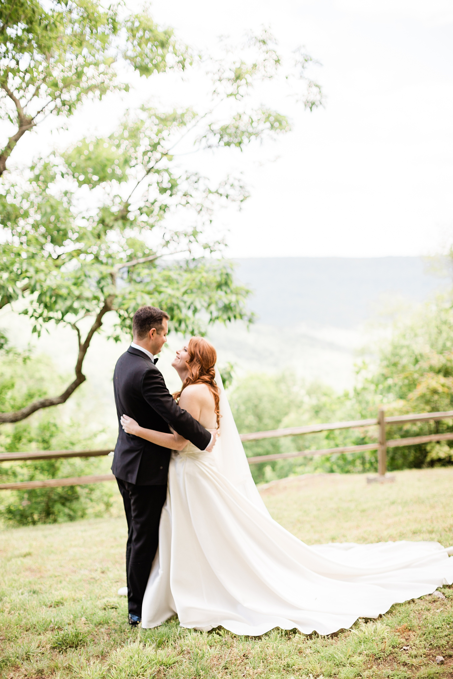 bride and groom on hilltop in Sewanee TN