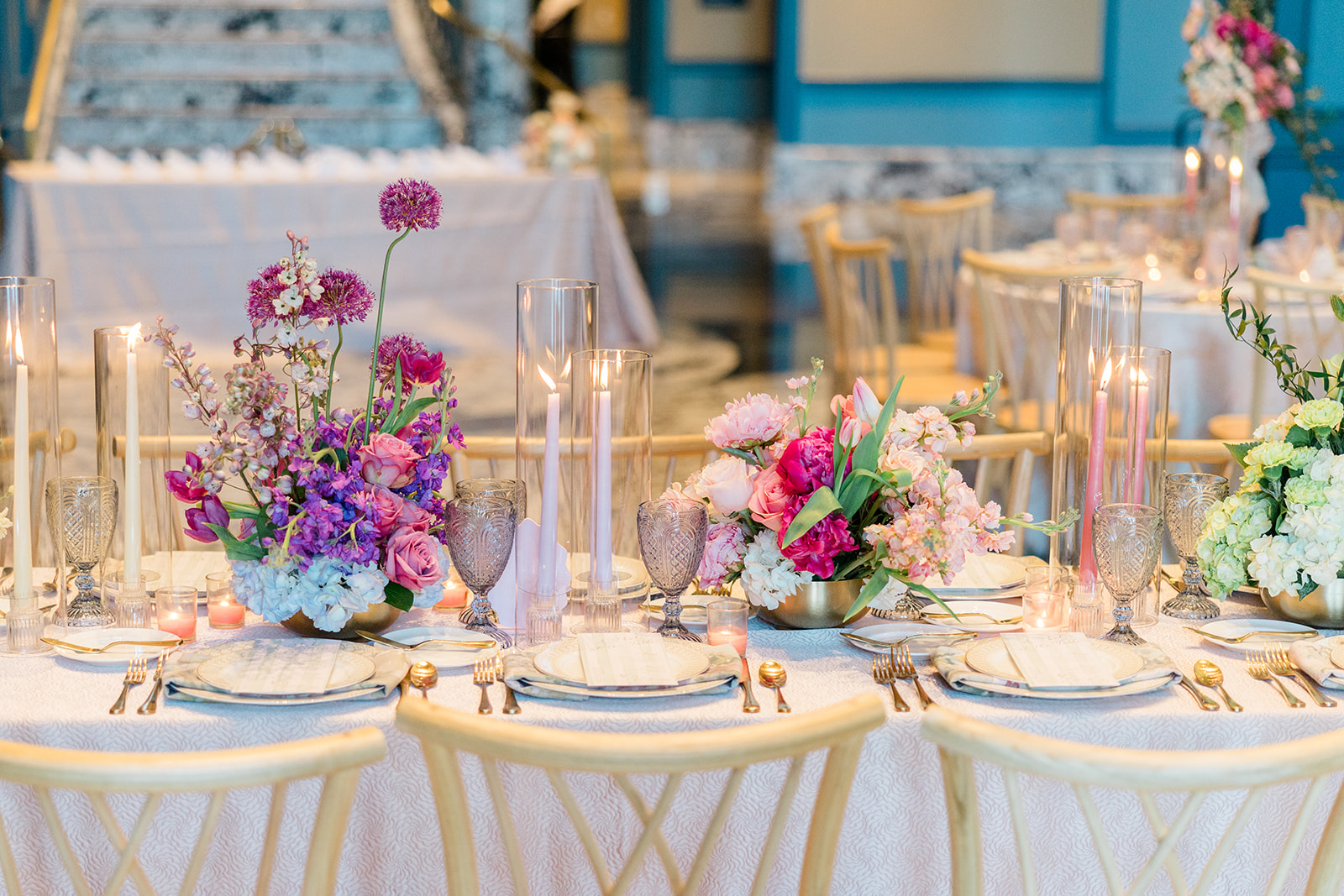 luxurious tablescape for Wed Society Nashville Book of Weddings Event with Marble Artwork and Swan Details by White Ink Calligraphy