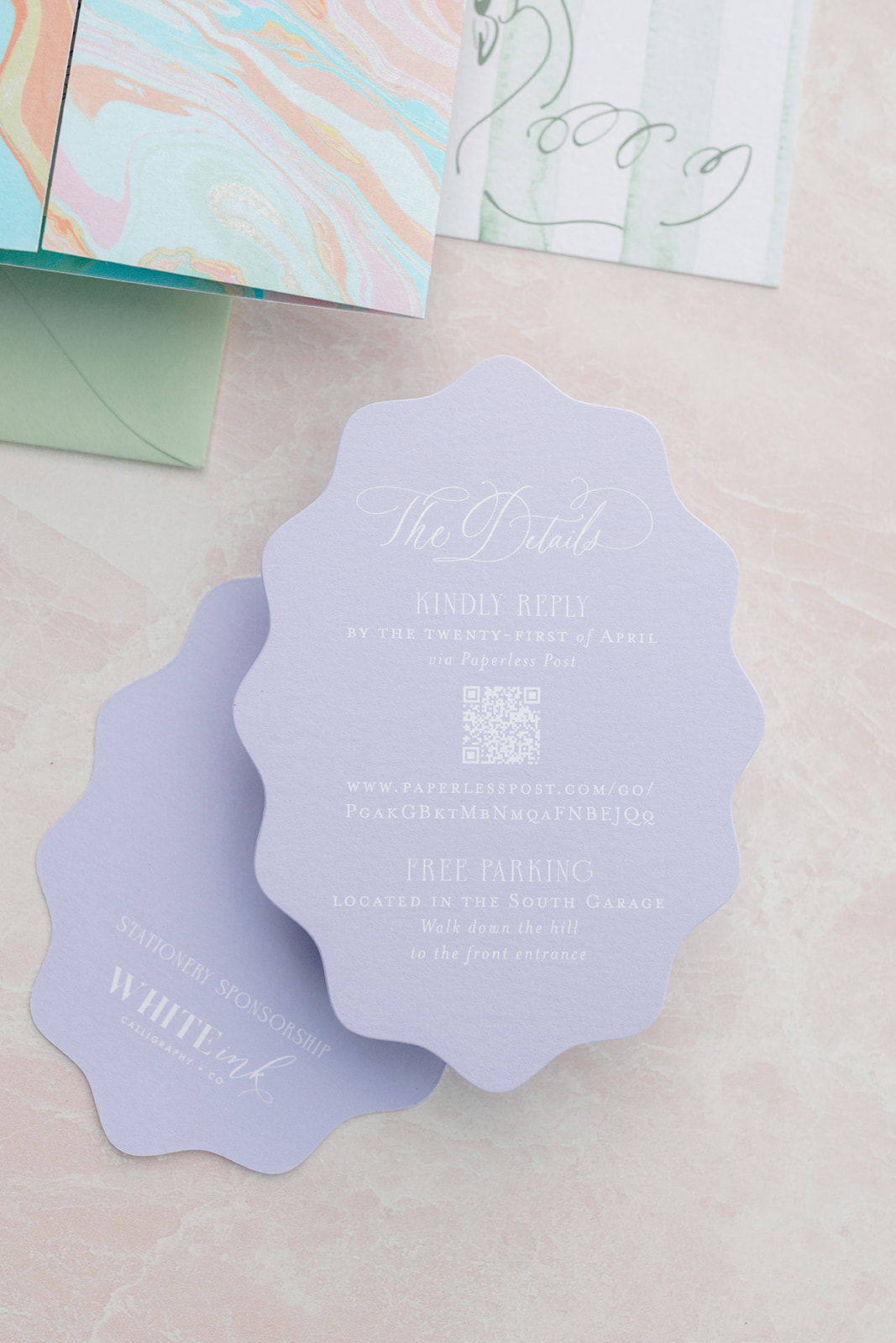 light purple details card from invitation suite