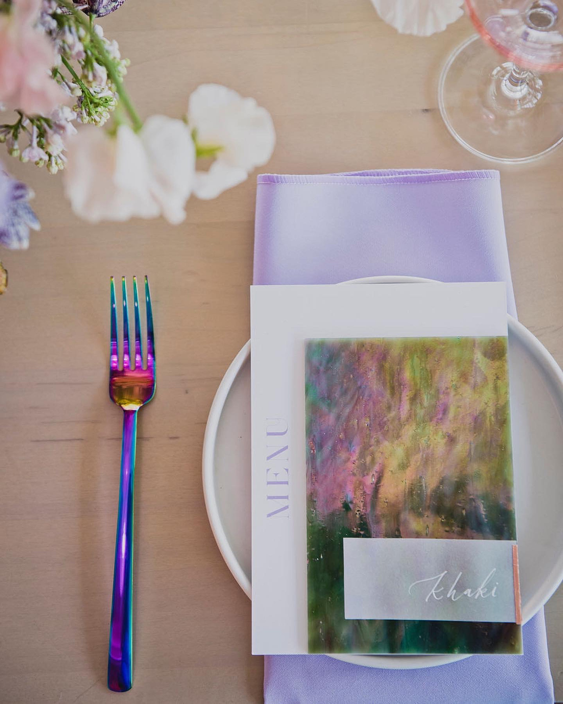 menu featuring watercolor artwork 