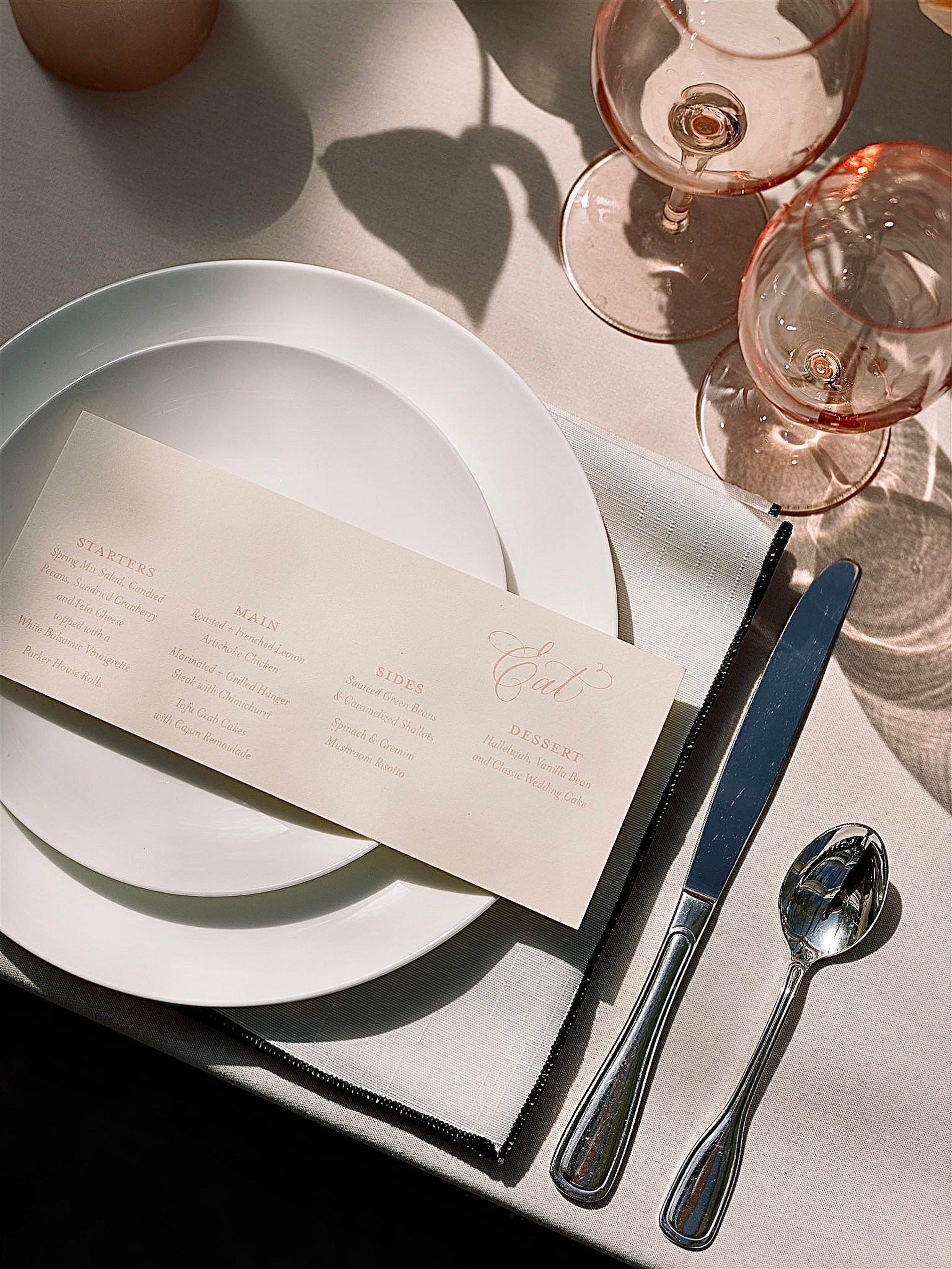 classic, simple, and timeless wedding menu design 