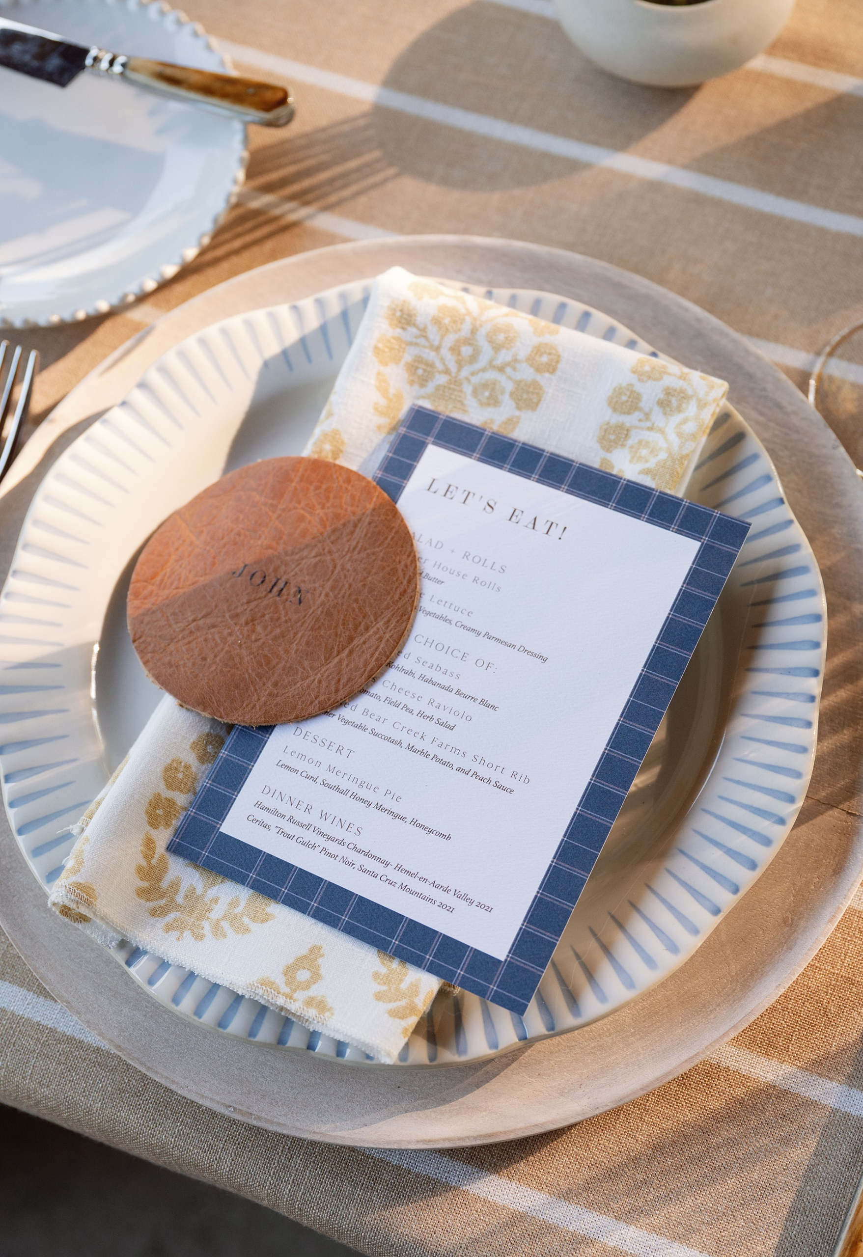 Custom Wedding Menus designed by White Ink Calligraphy, a custom full-service wedding design house in Nashville 