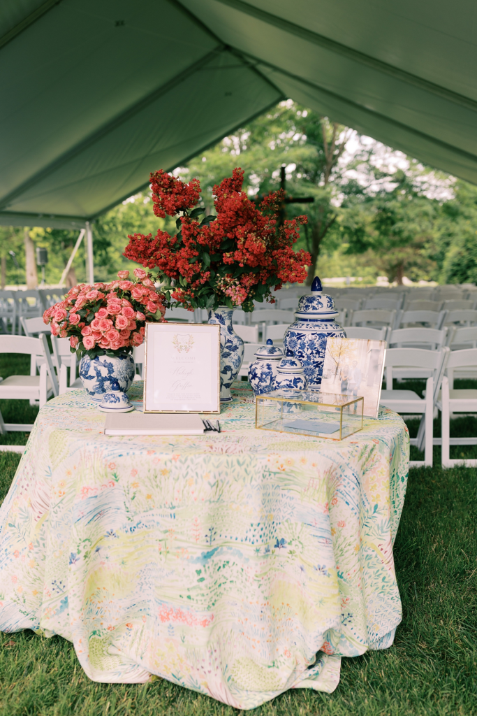 wedding welcome table from custom Ravenswood wedding details