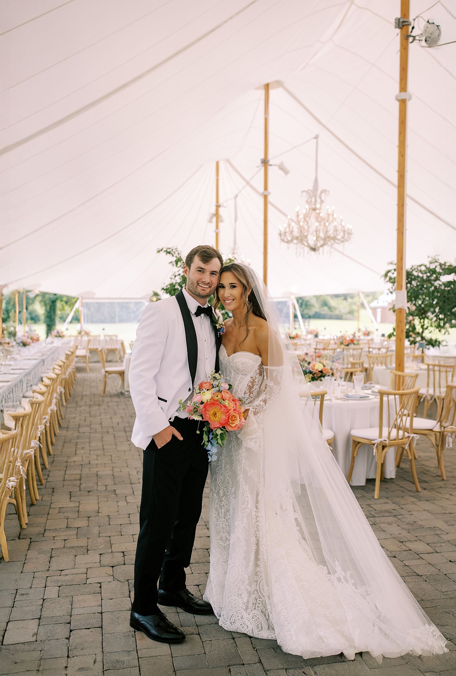 Newlyweds at Sailcloth tent reception