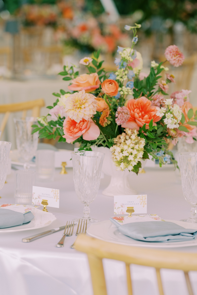 place cards in gold base