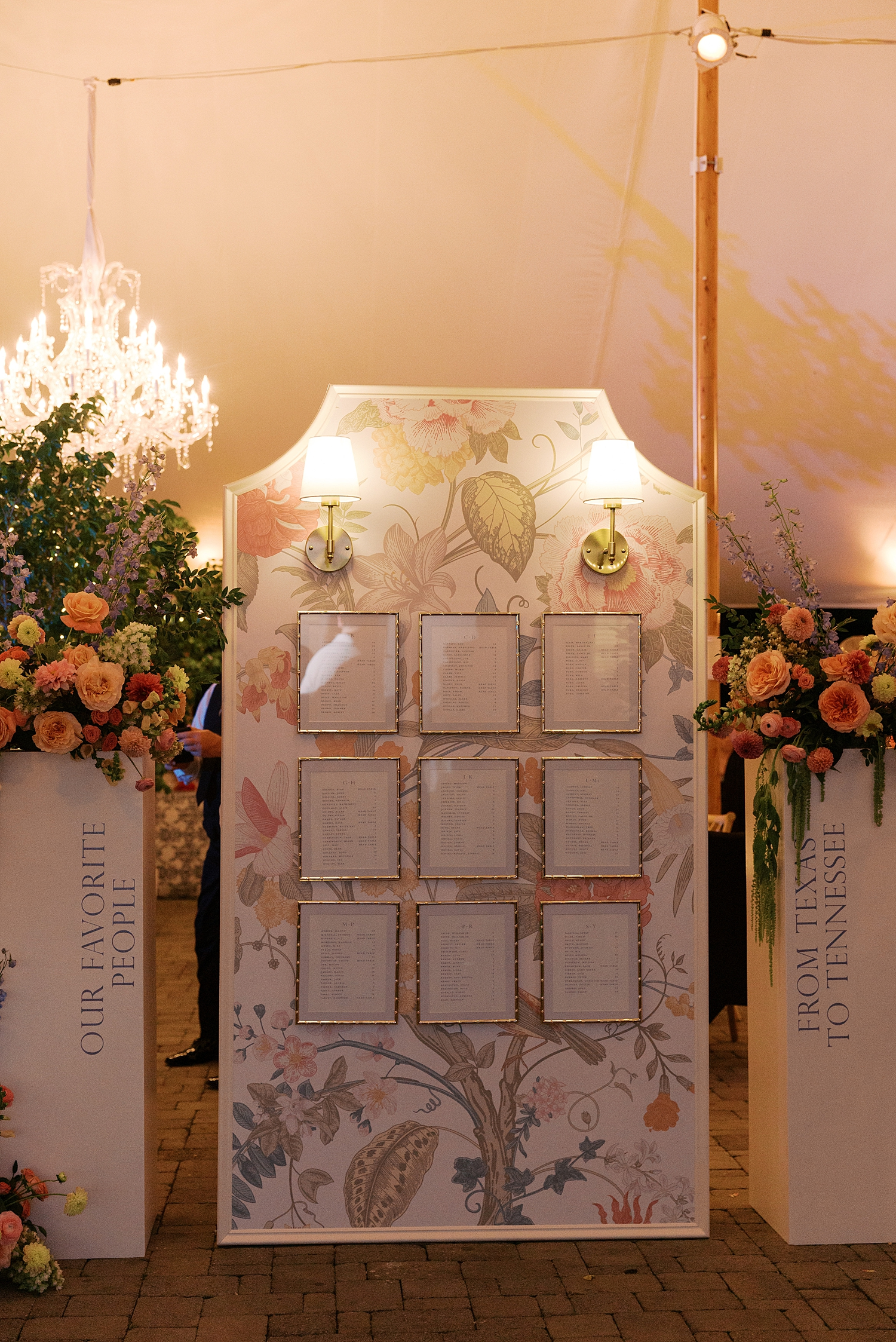 seating chart at night with lights