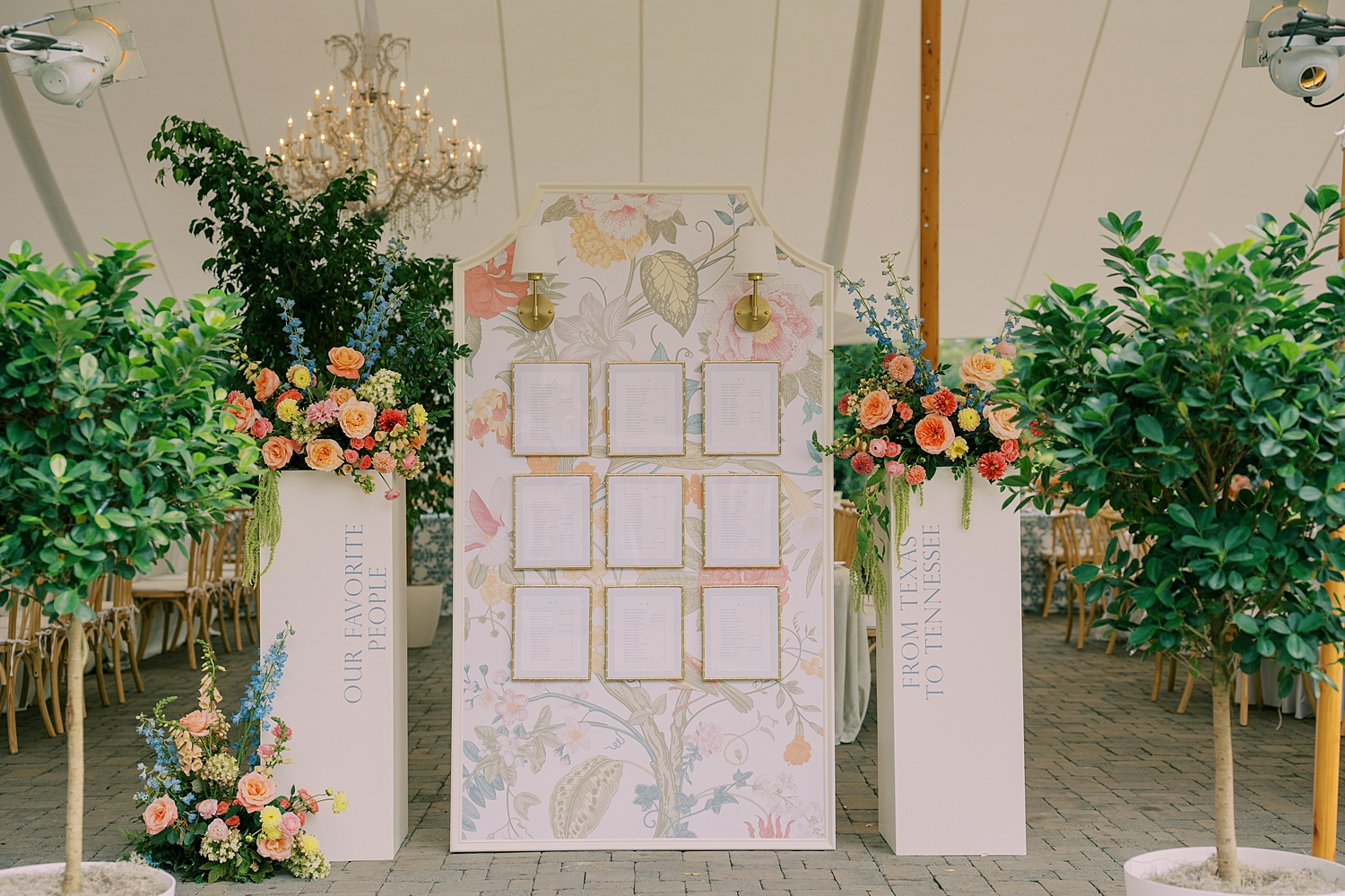 custom Ravenswood wedding seating chart with design from invitation artwork